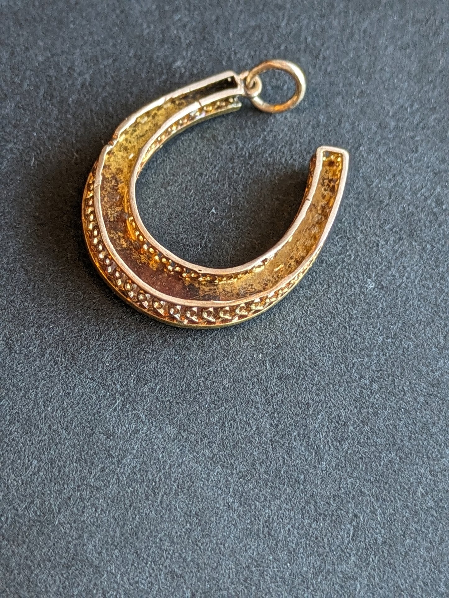 English Horseshoe Pearl Charm