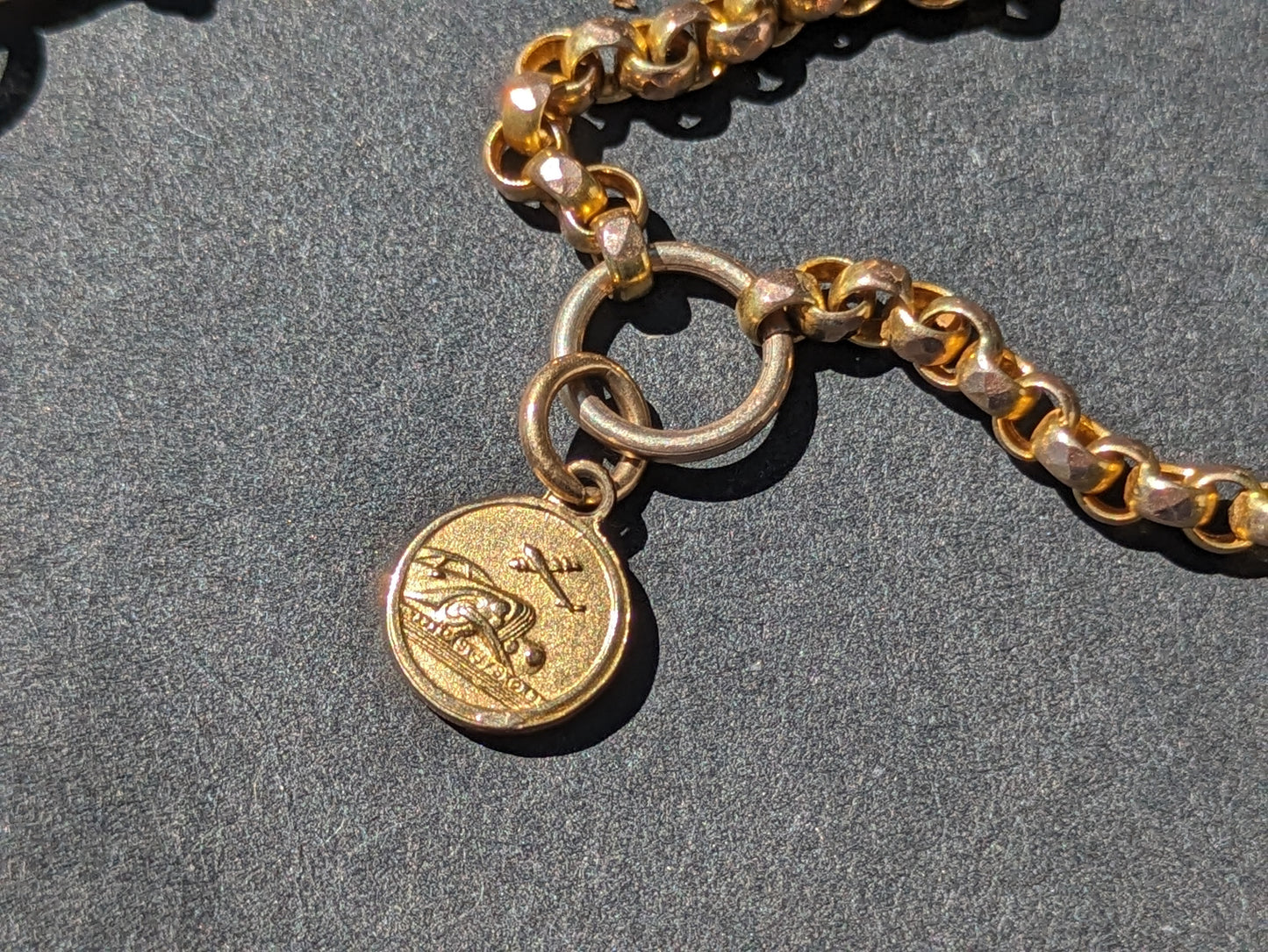 English 9K Chain with St. Christopher and small heart
