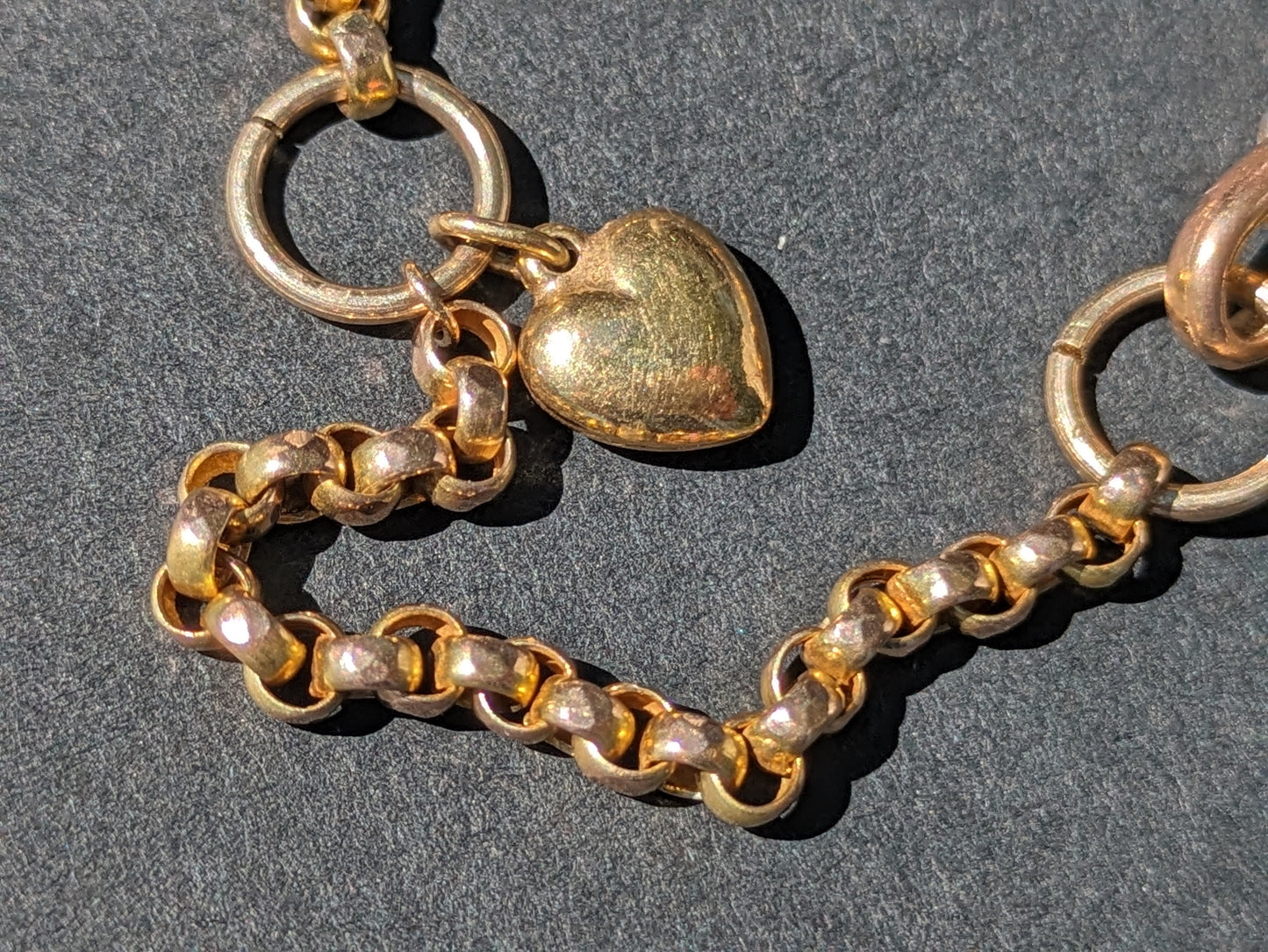 English 9K Chain with St. Christopher and small heart
