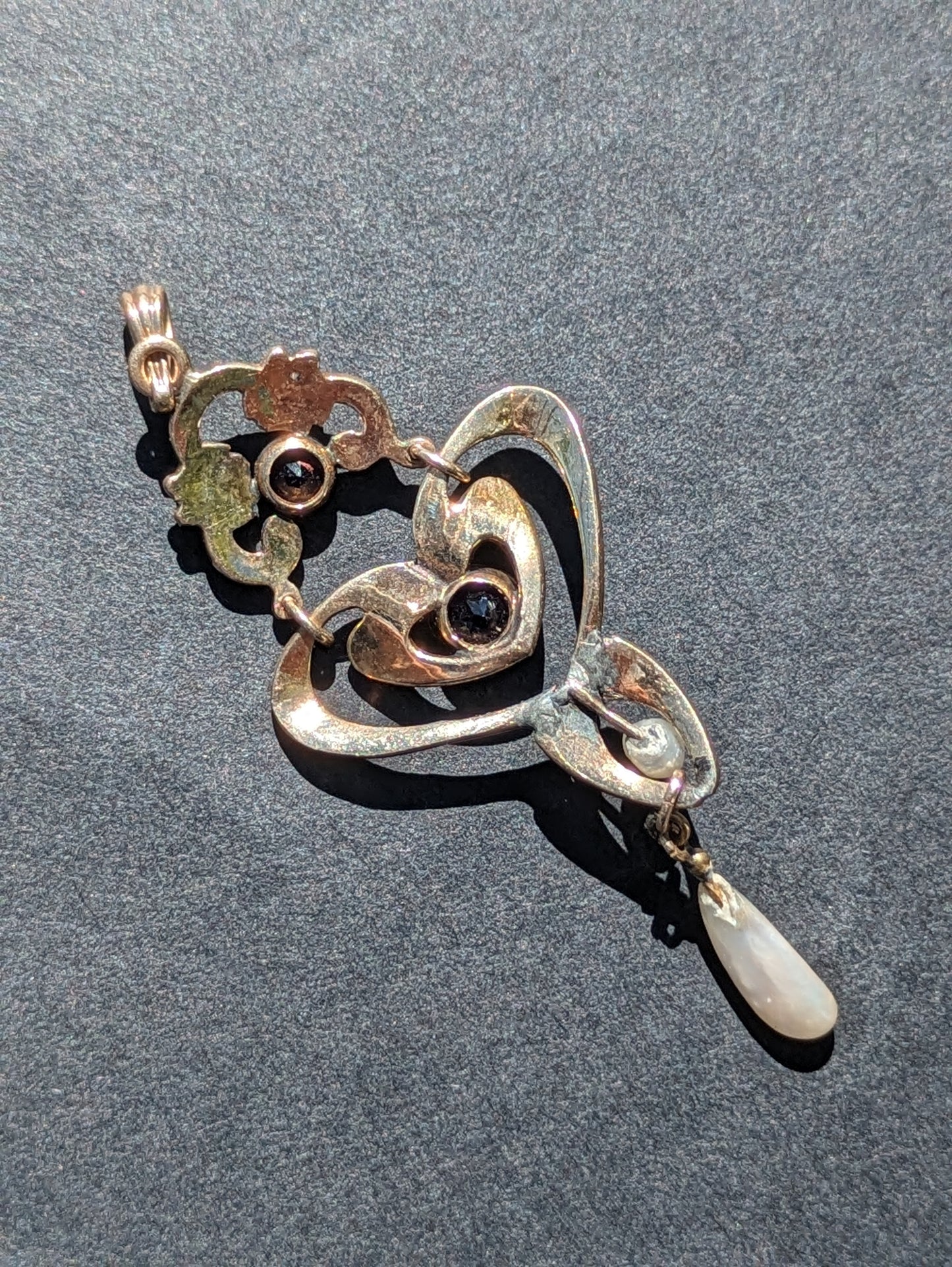 Art Nouveau Seed pearl & Amethyst Lavalier Pendant