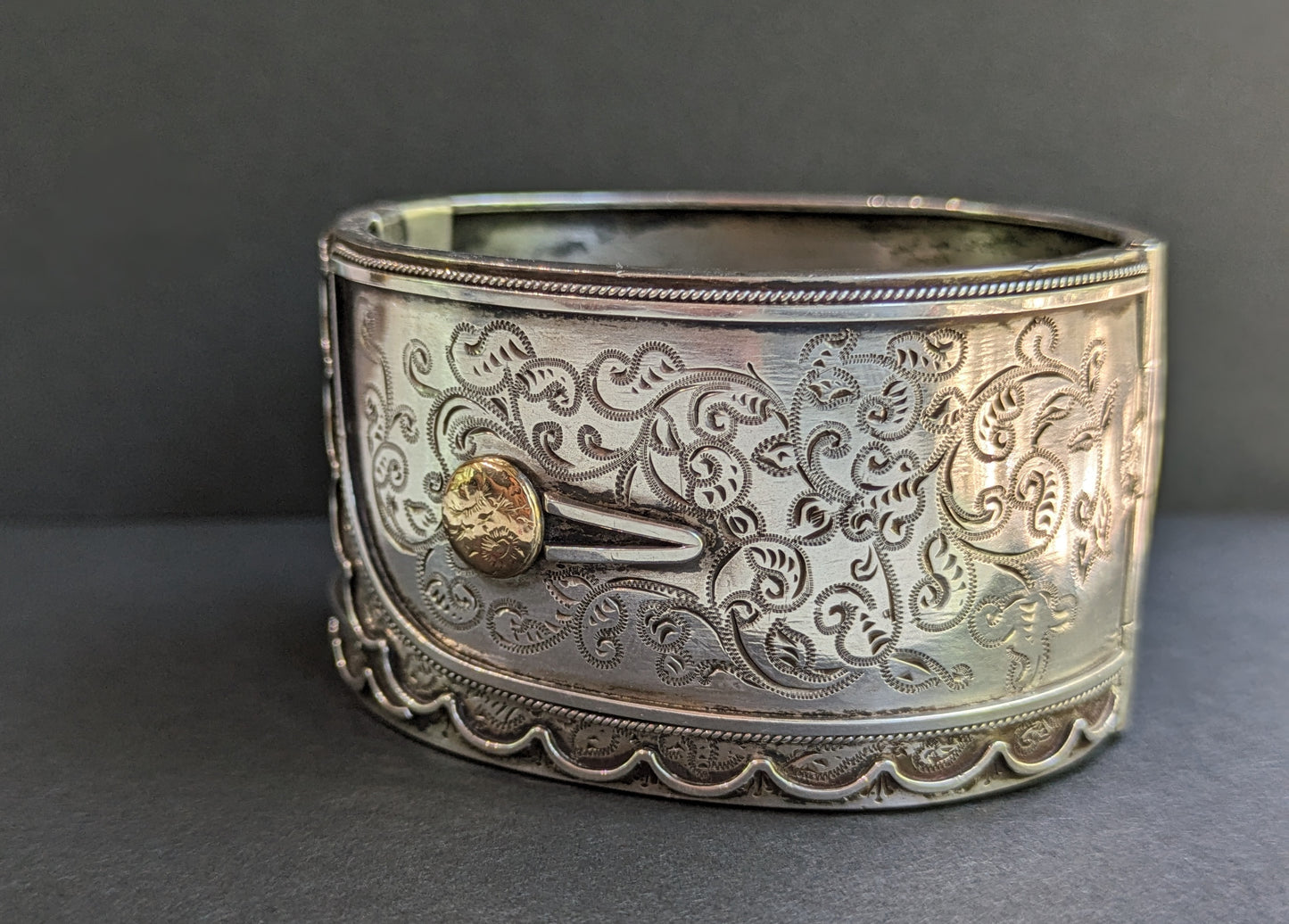 Sterling and gold Victorian "cuff" bracelet