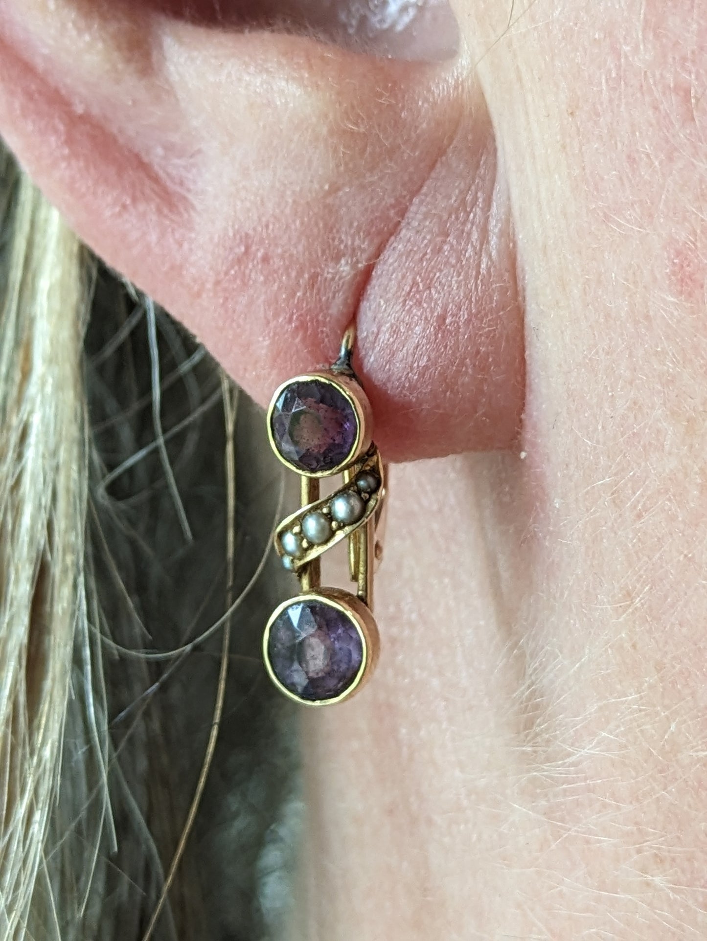 Amethyst and Pearl Earrings
