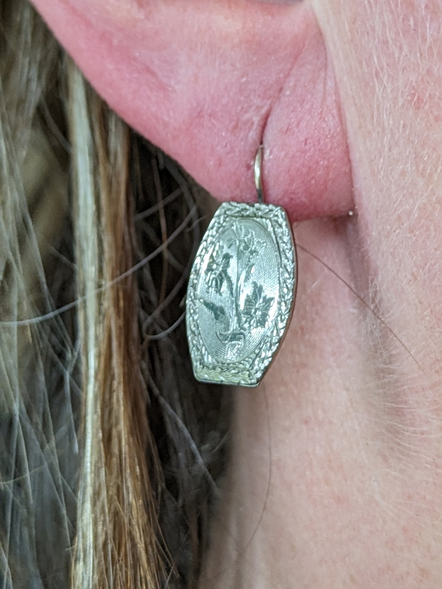 Victorian Conversion 14k White Gold Earrings