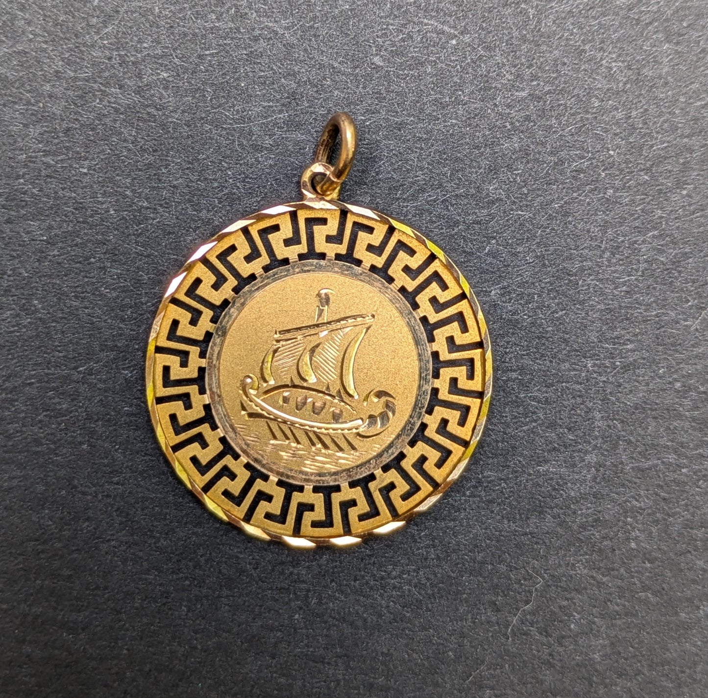 Vintage 18k Two Sided Greek Charm