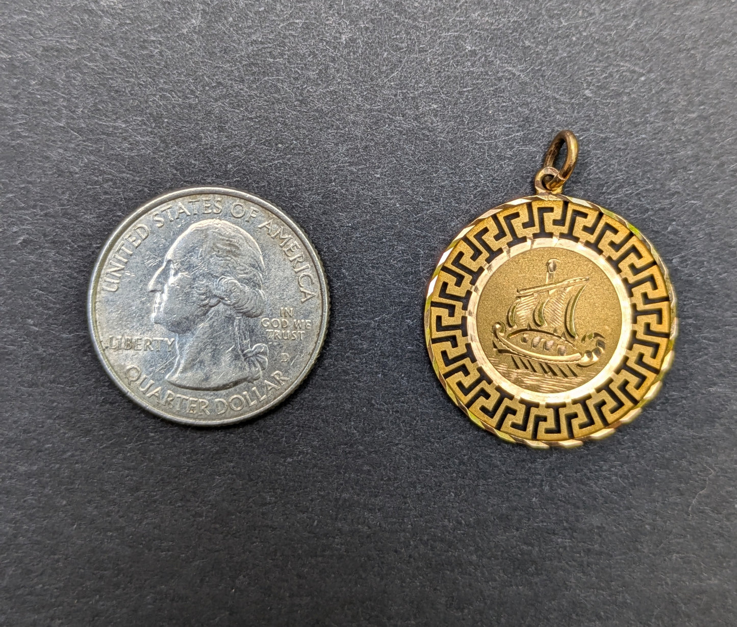 Vintage 18k Two Sided Greek Charm
