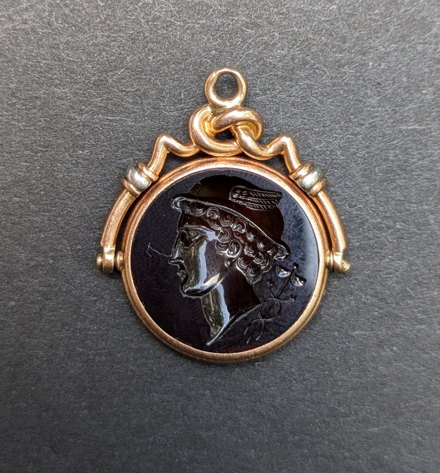 14k Intaglio of Hermes in Spinner Fob
