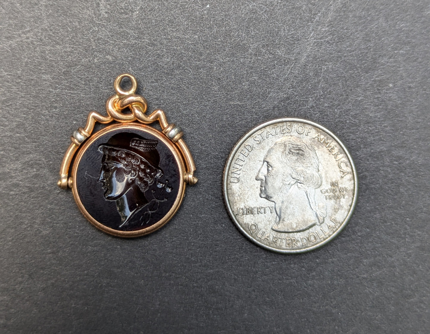 14k Intaglio of Hermes in Spinner Fob