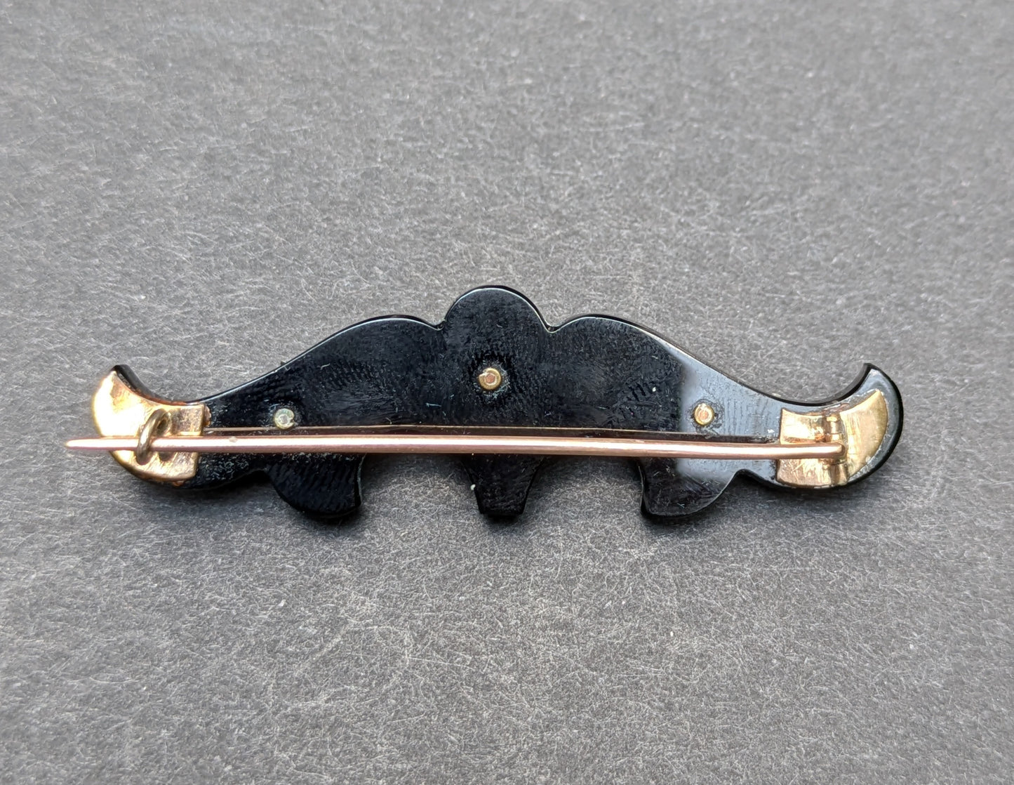 American Mourning Brooch 14k Jet Seed Pearl