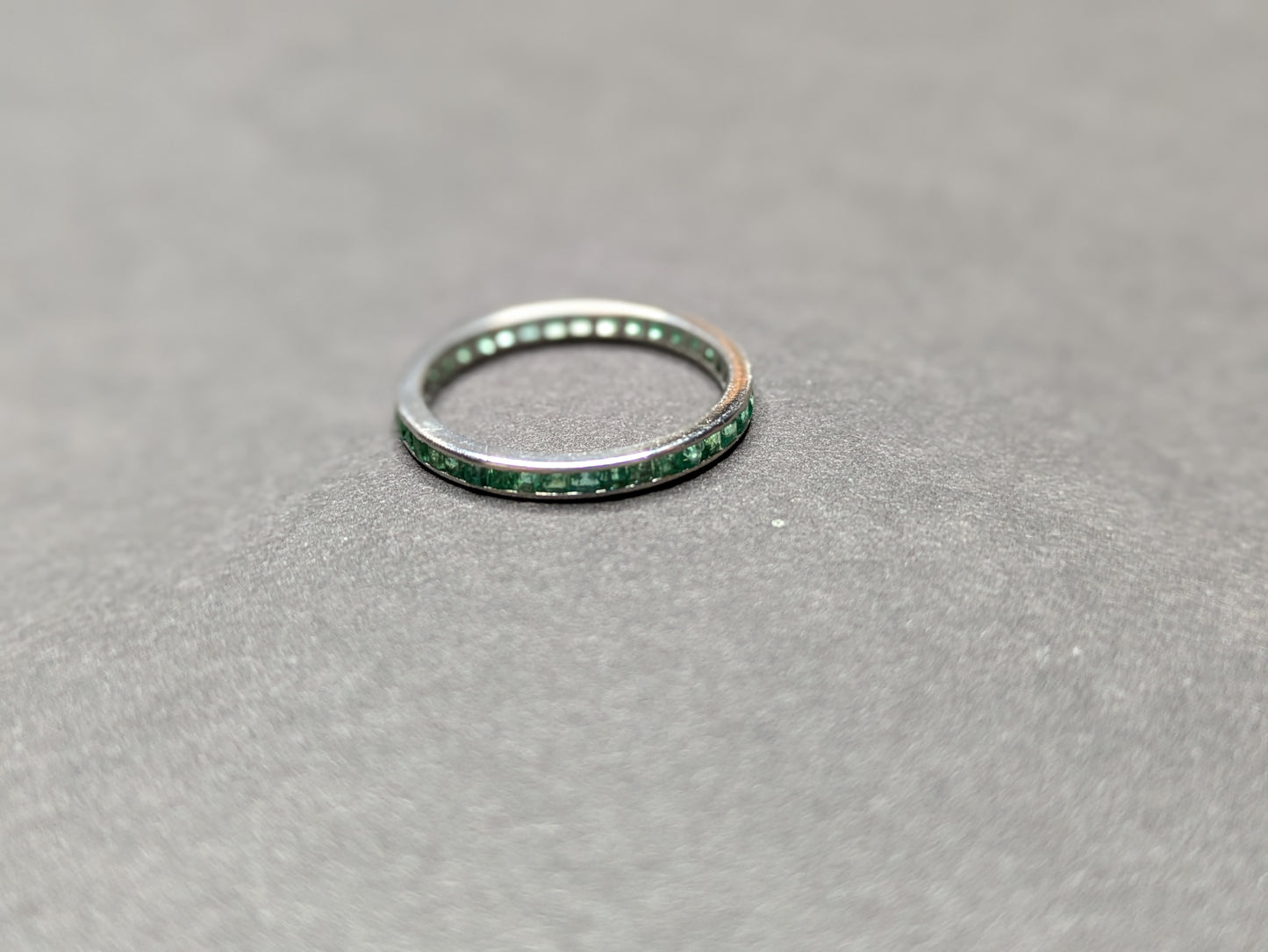 1930's Emerald Eternity Band 14k White Gold