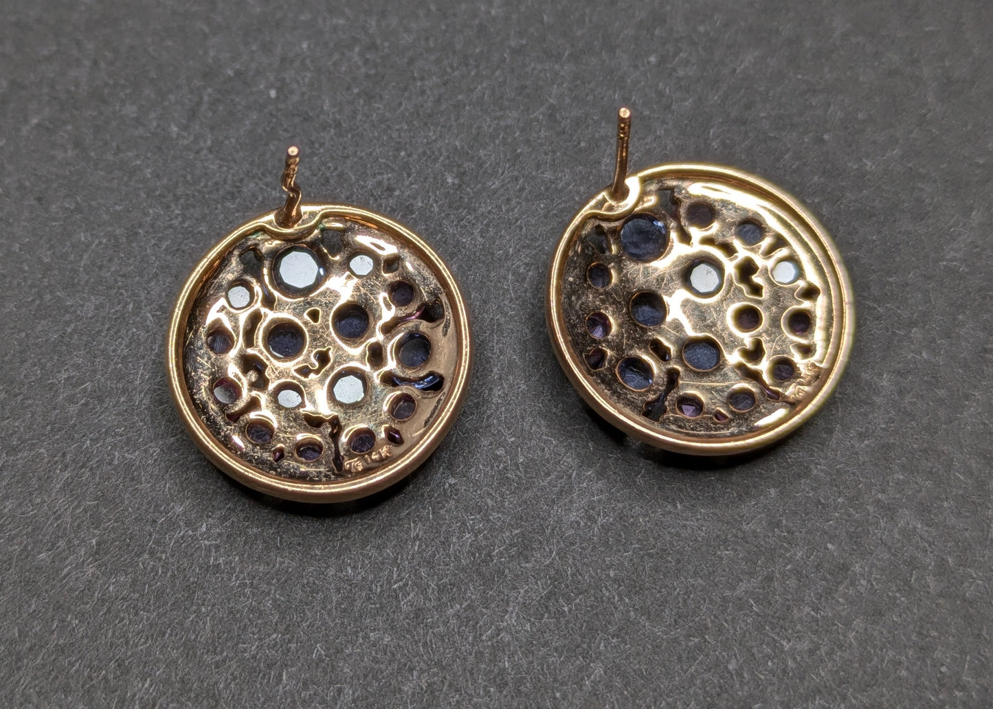 Pink + Blue Sapphire Post Earrings Modern Designer