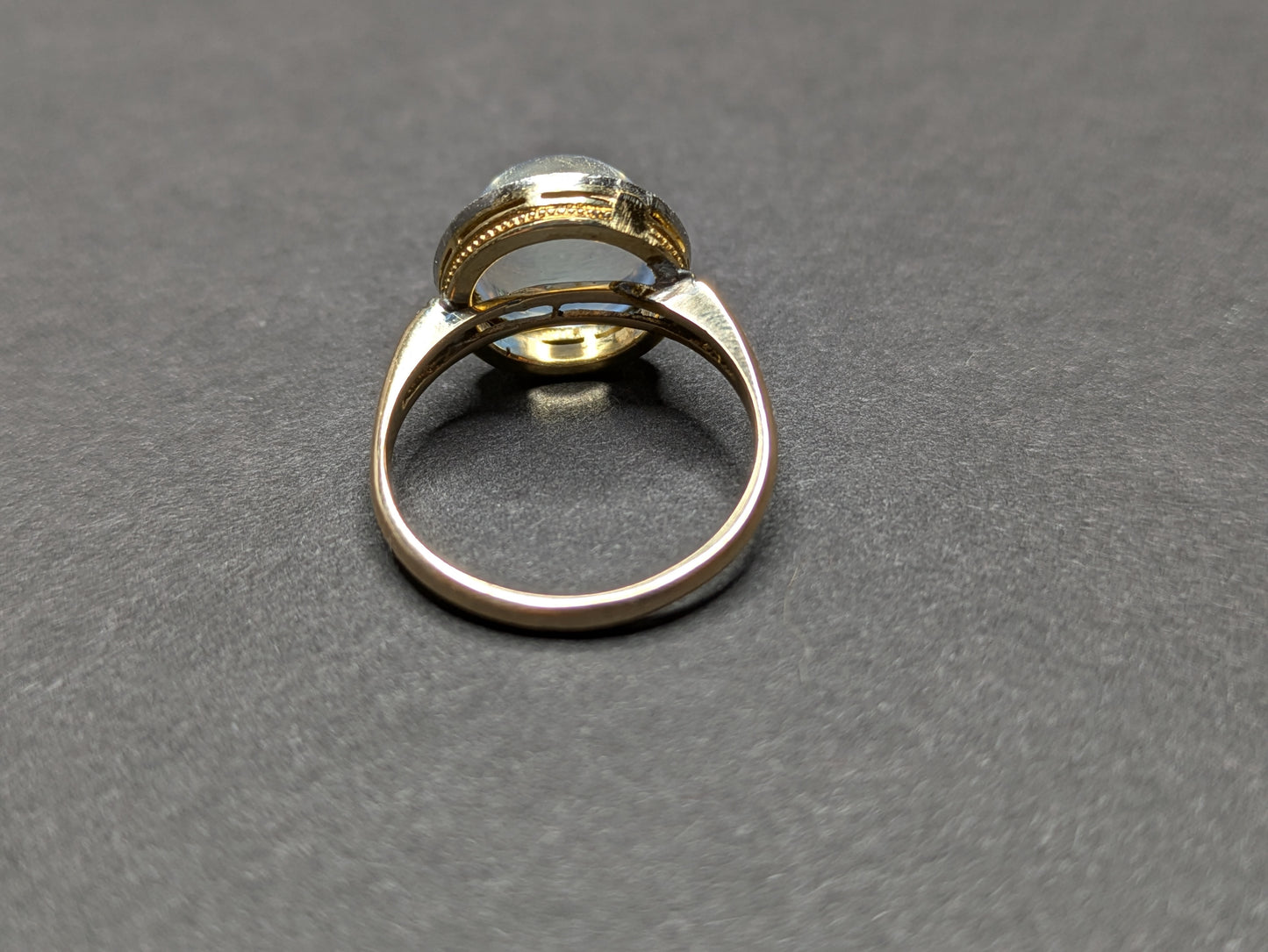 14k Art Deco Moonstone with Ruby Halo Ring Conversion