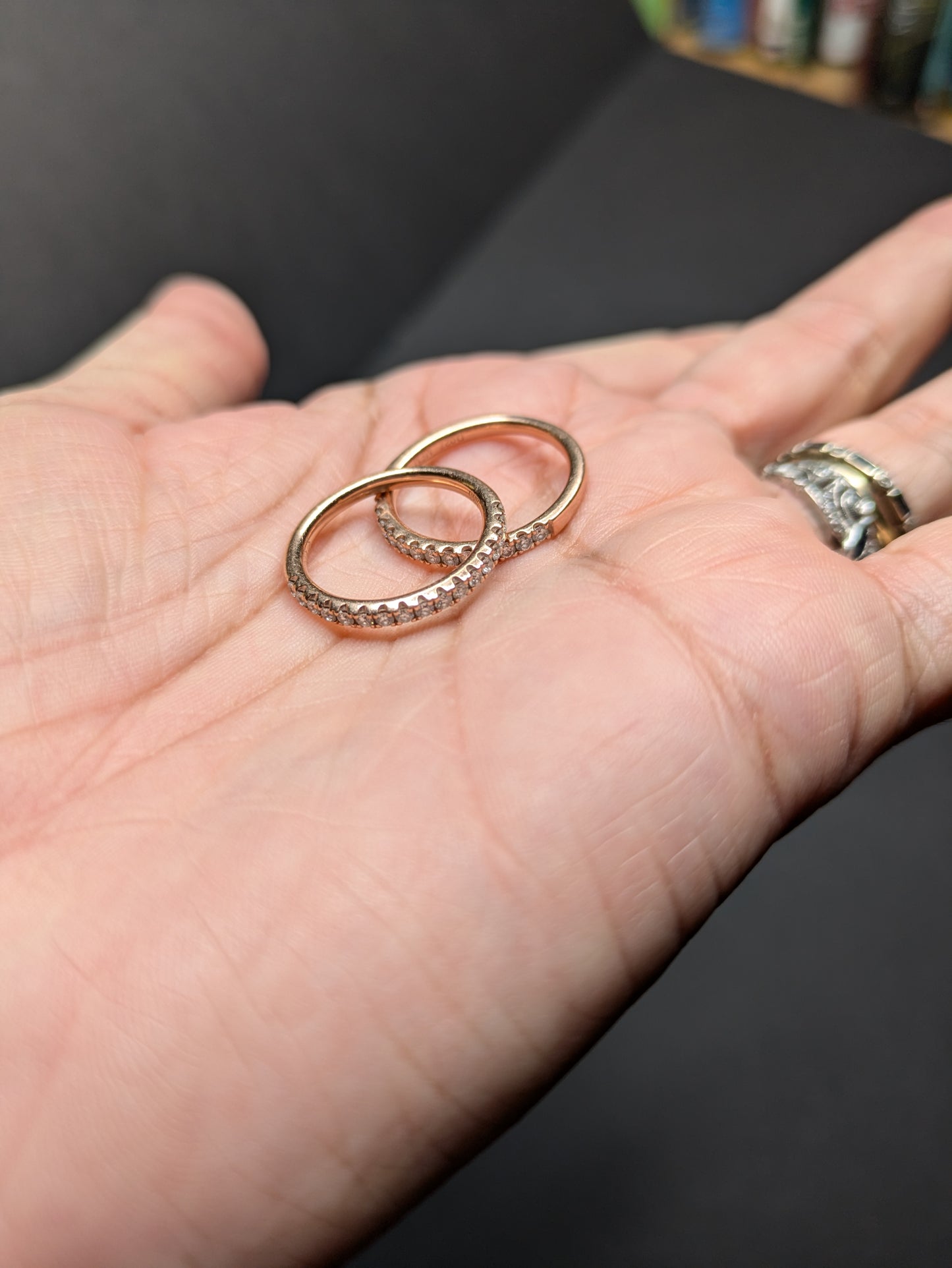 14k Pair Rose Gold Diamond Anniversary Bands
