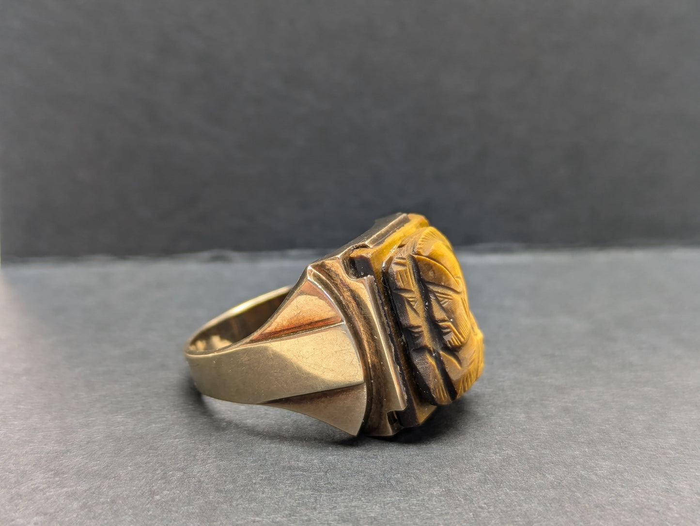 10k 1950's Tigereye Cameo Ring