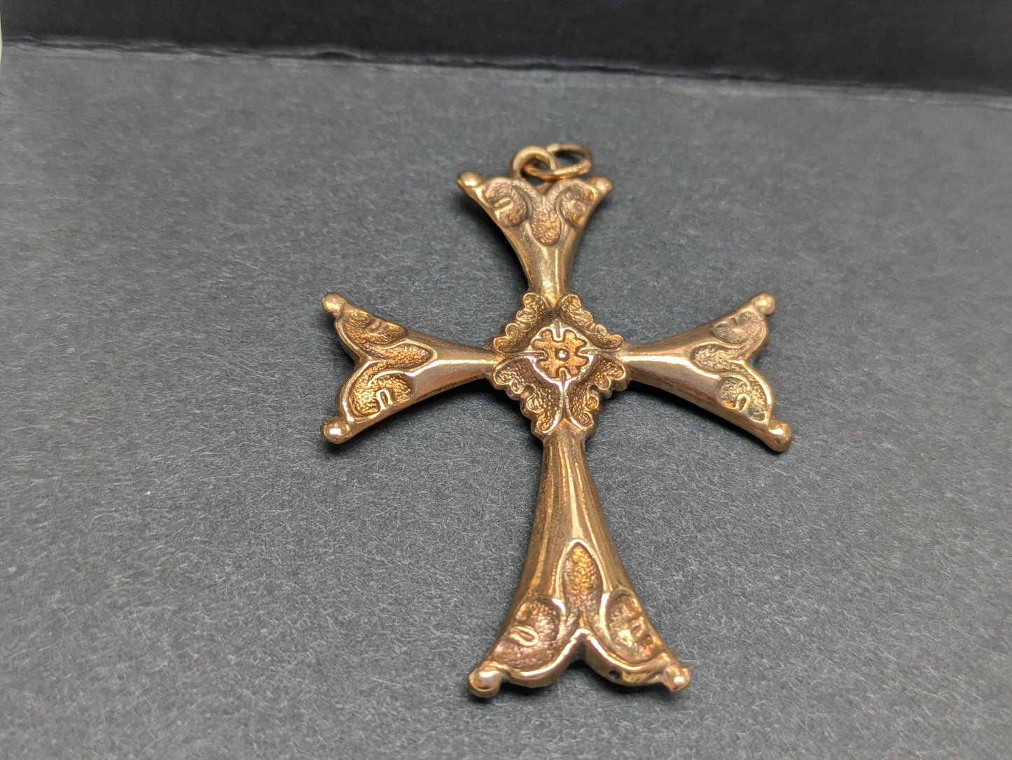 14k Repousse Cross Pendant