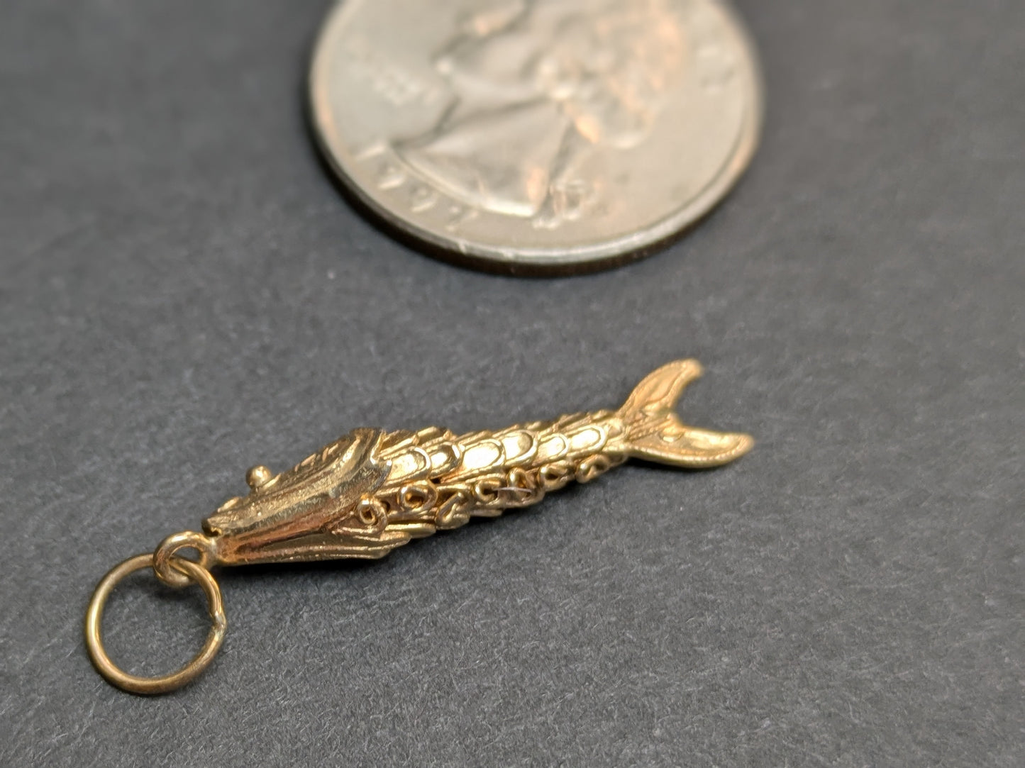 Small 14k Articulated Fish Charm
