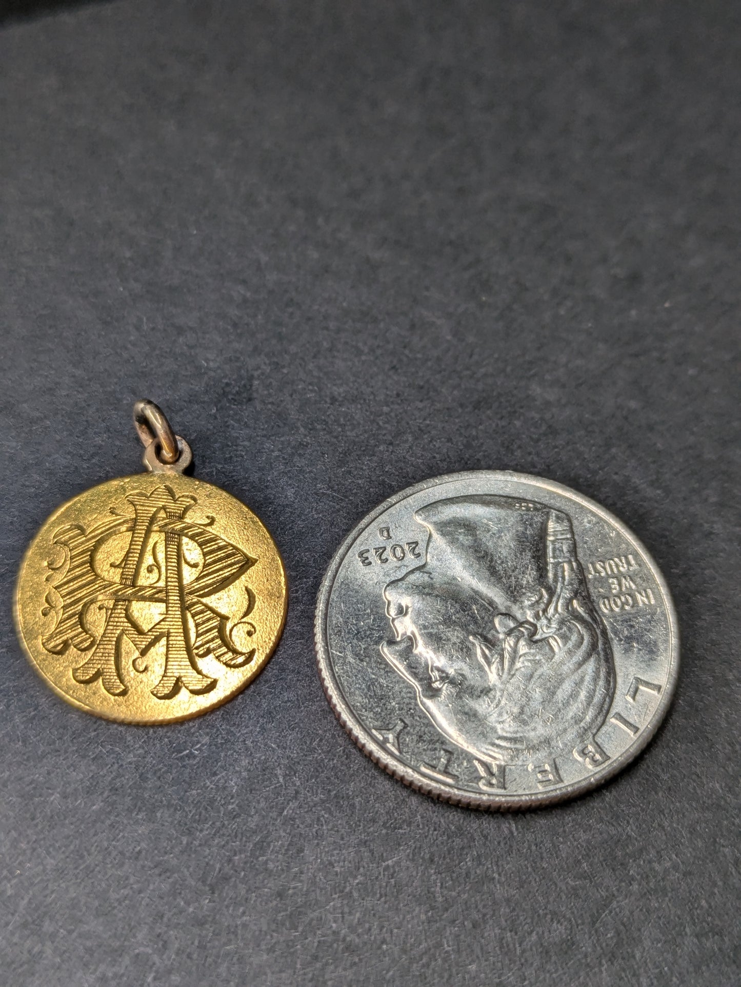 Double Sided Gold Victorian Love Token Charm