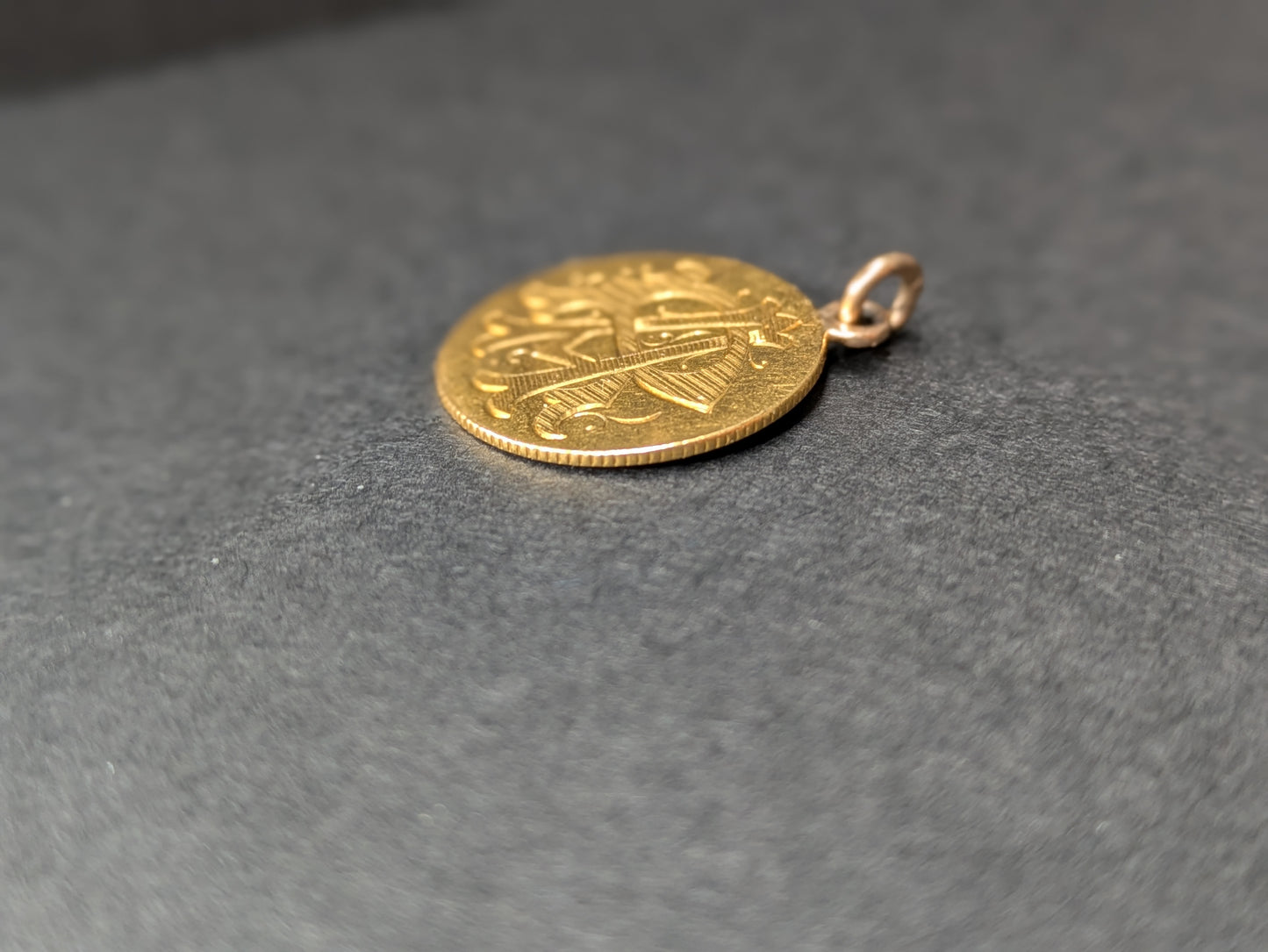 Double Sided Gold Victorian Love Token Charm