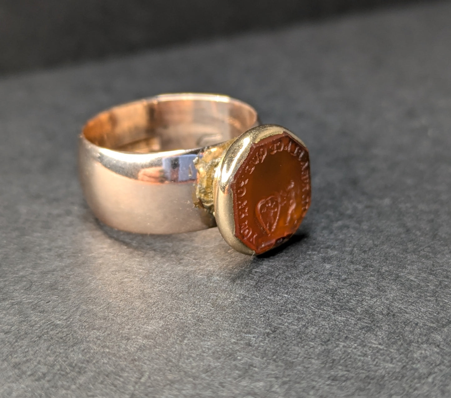 Wide band with Heart and Cupid Intaglio