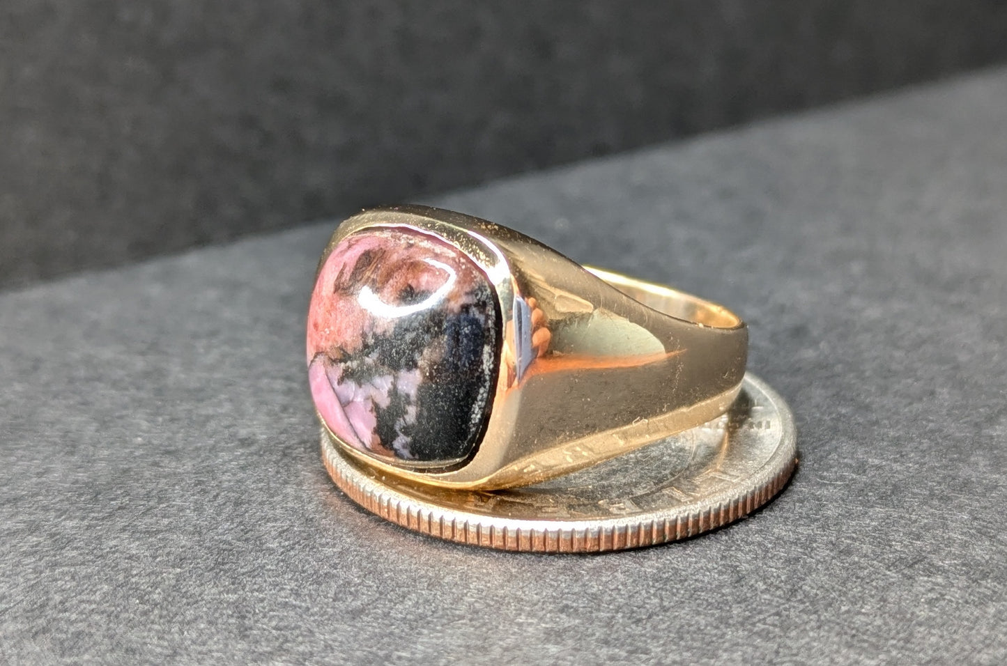 Rhodochrosite 14k Signet Ring
