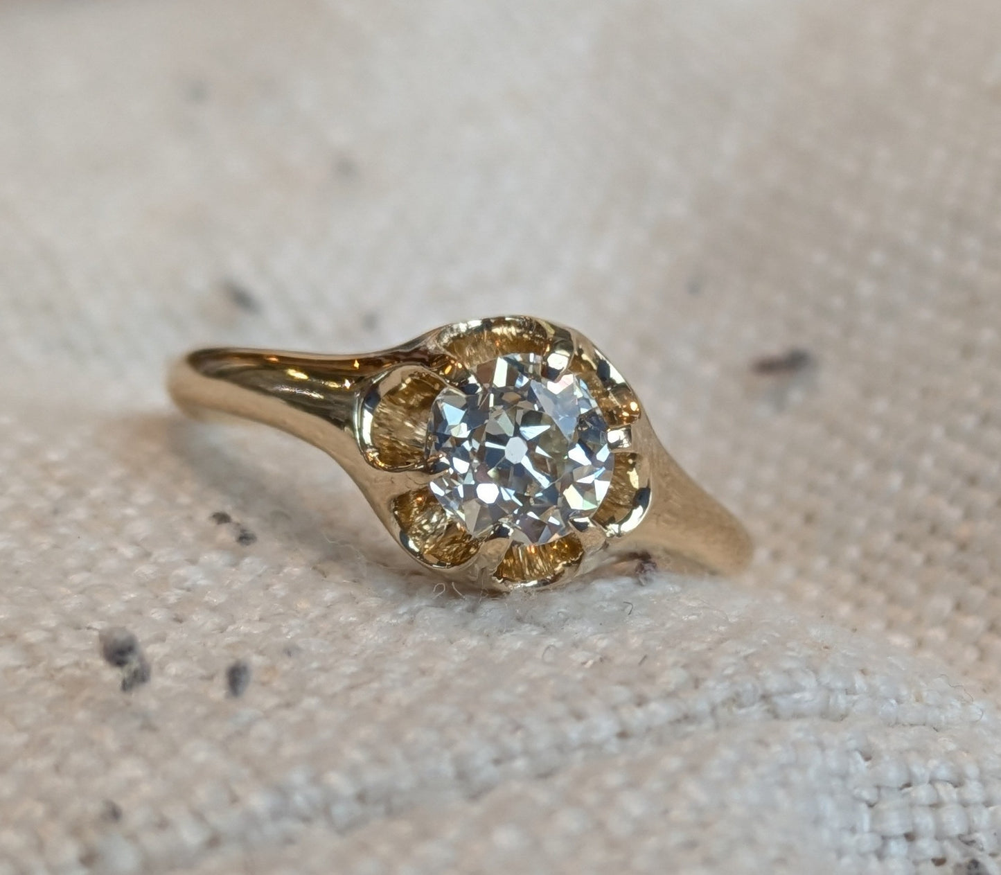 10k Belcher Set .77ct OEC Diamond Ring