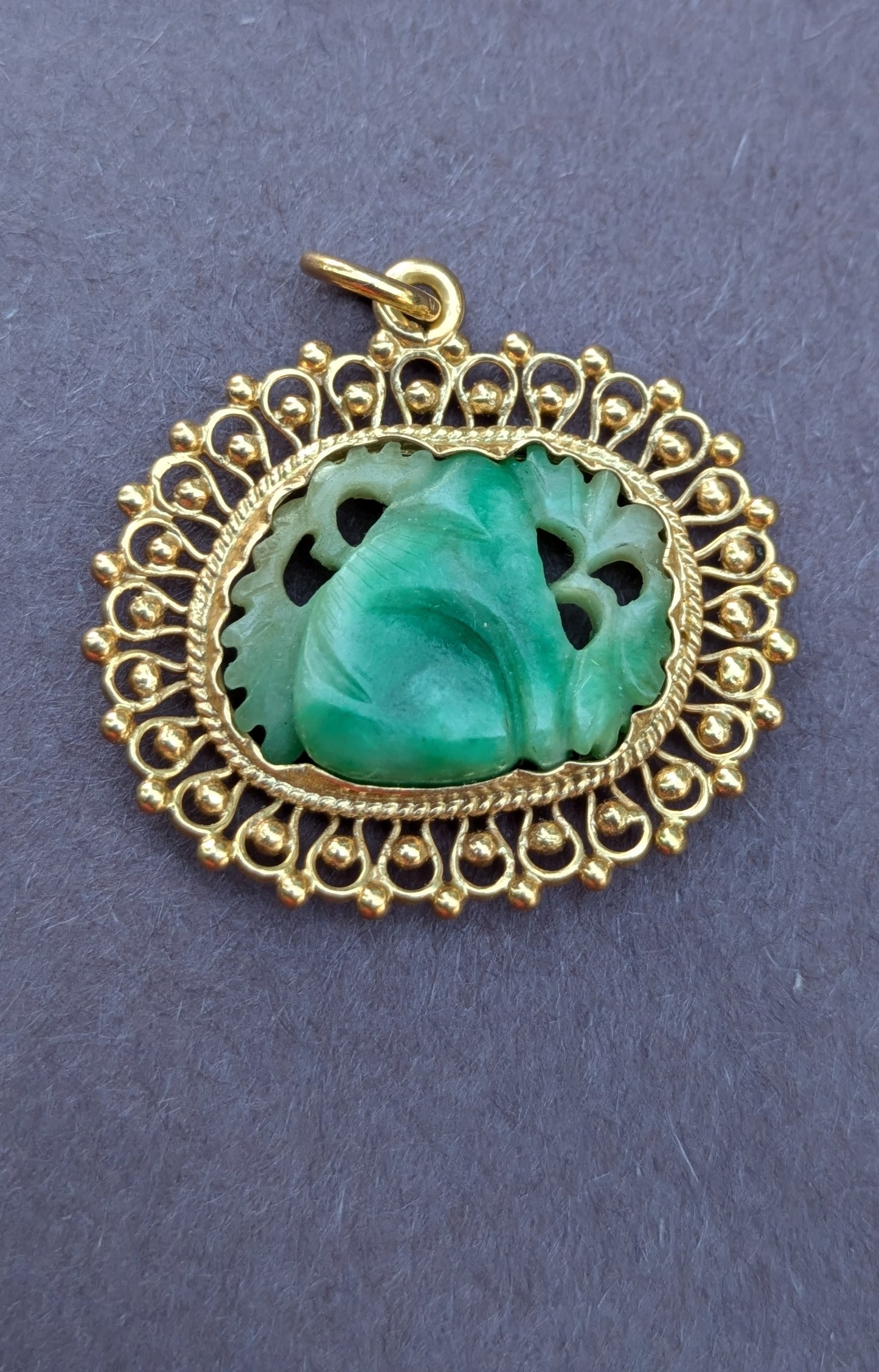 14k Curved Jade Oval Pendant