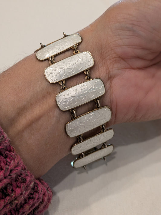 1950's Sterling and White Enamel Bracelet