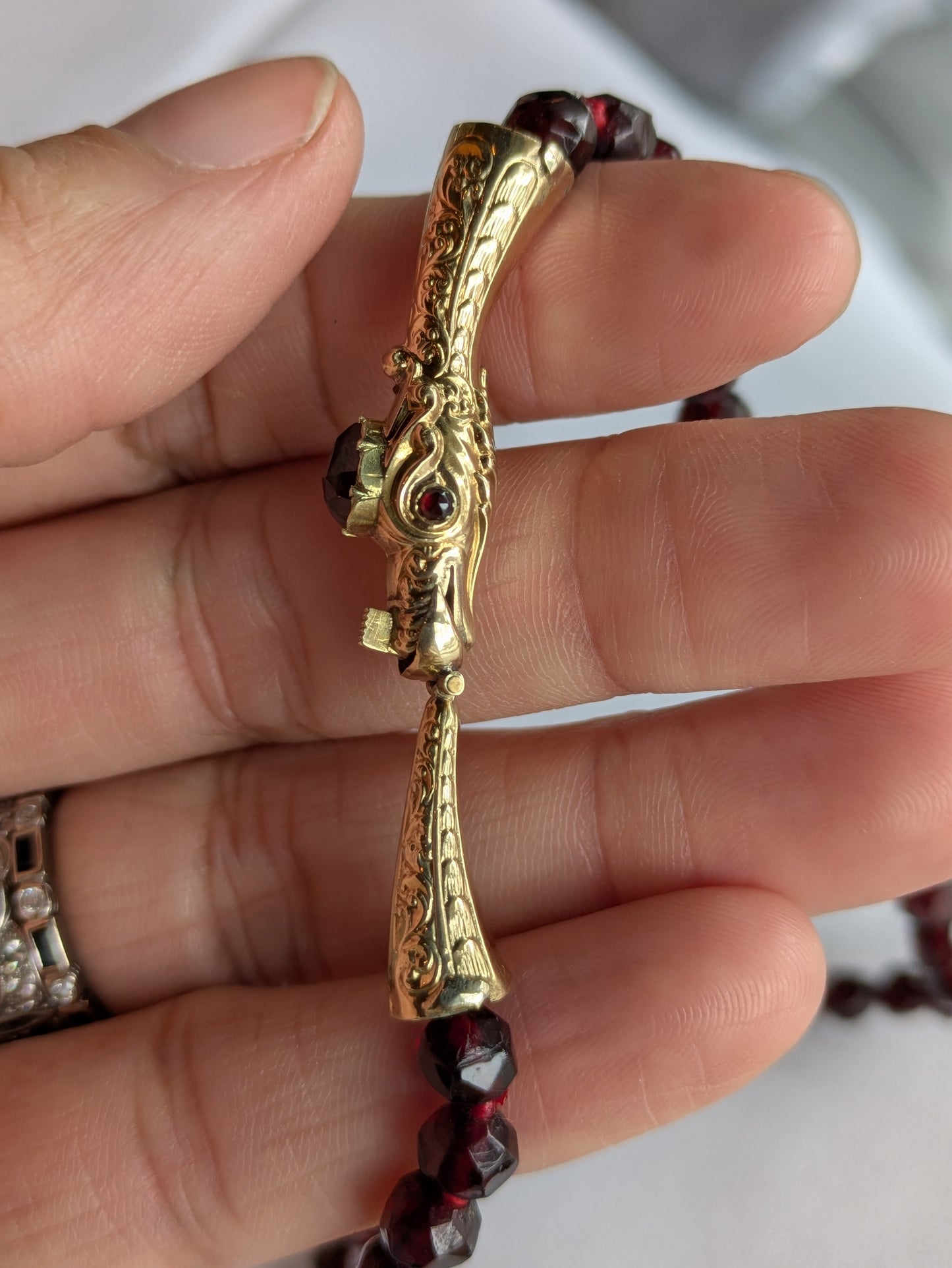 1800's 14k Garnet Serpant Necklace
