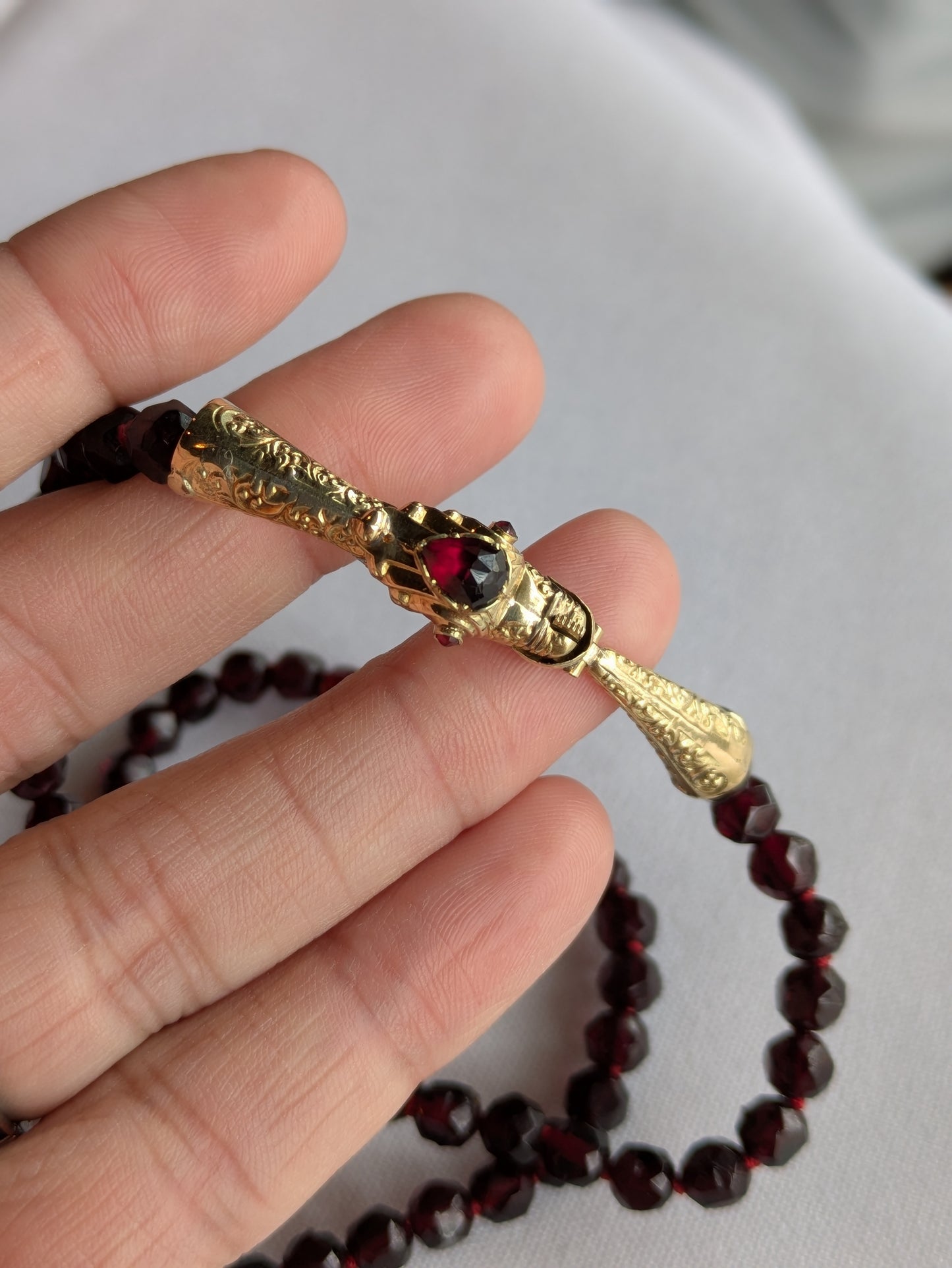 1800's 14k Garnet Serpant Necklace