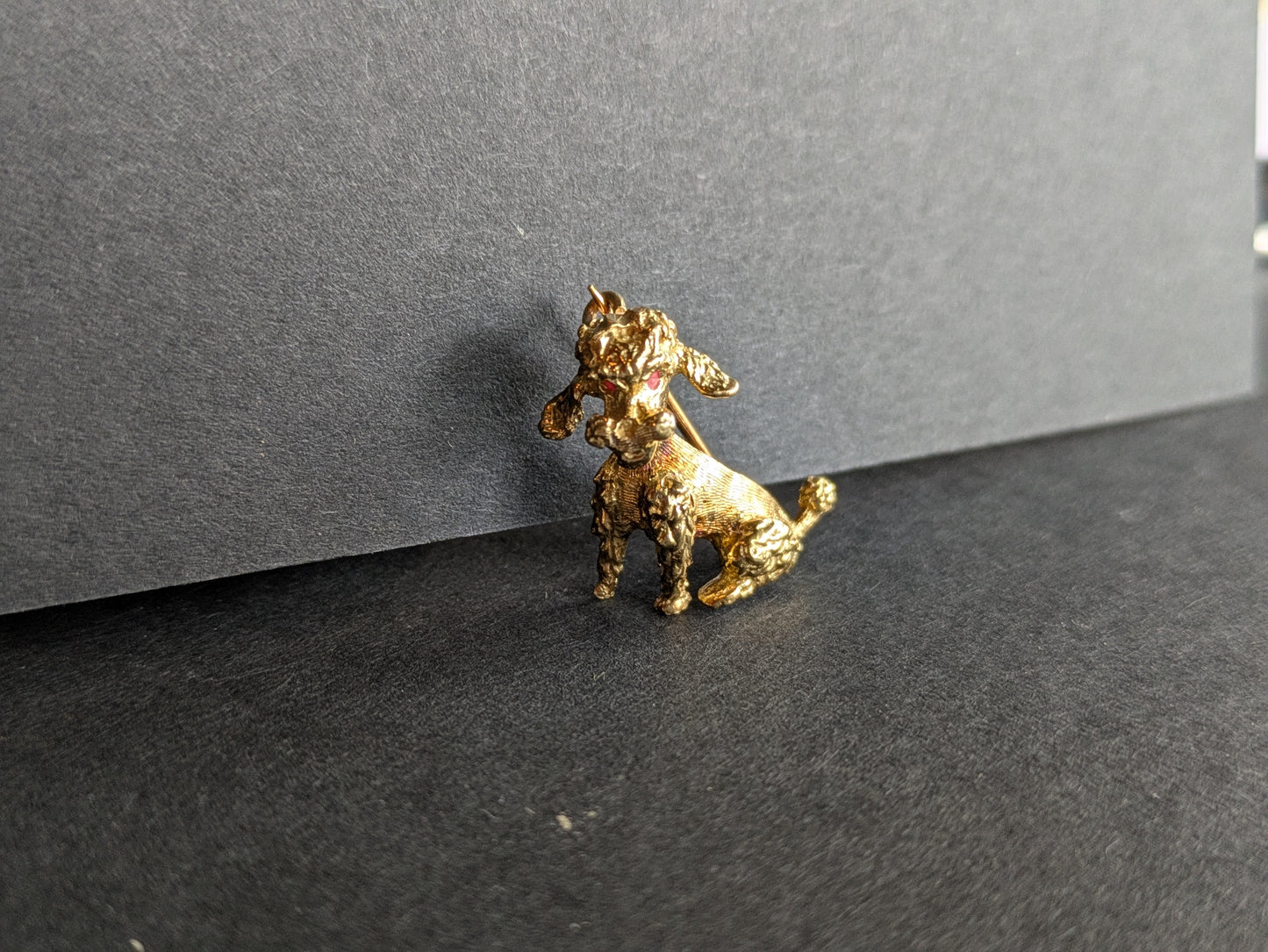 18k Poodle Brooch with Ruby Eyes
