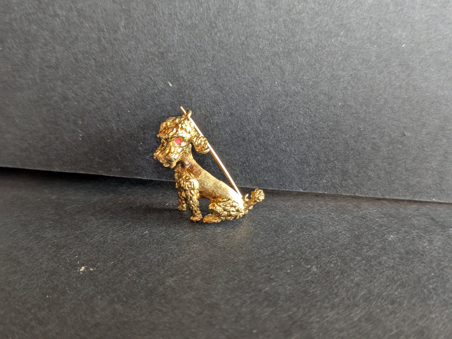 18k Poodle Brooch with Ruby Eyes