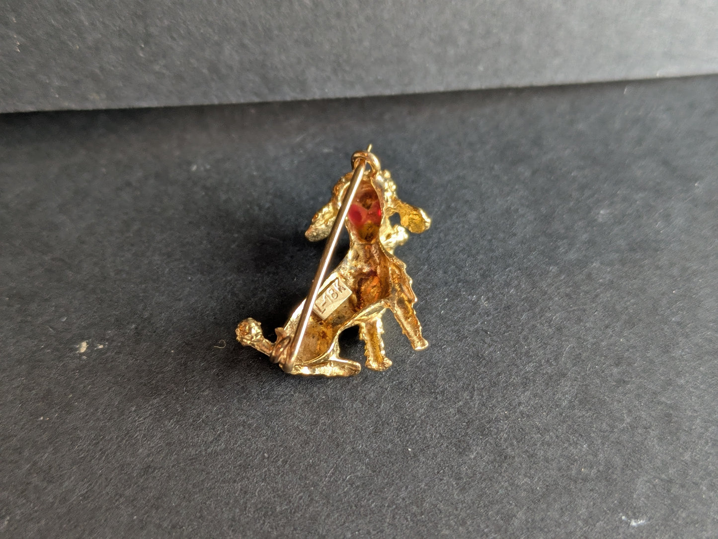 18k Poodle Brooch with Ruby Eyes