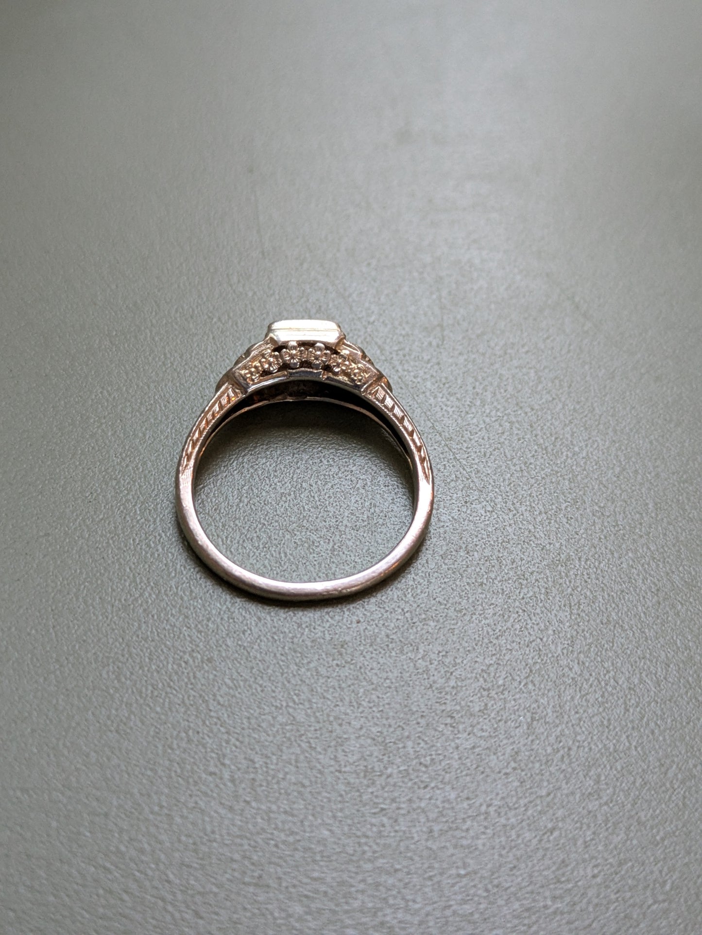 18k White Gold Illusion Mounted 1/4 ct Old European Cut Diamond Ring