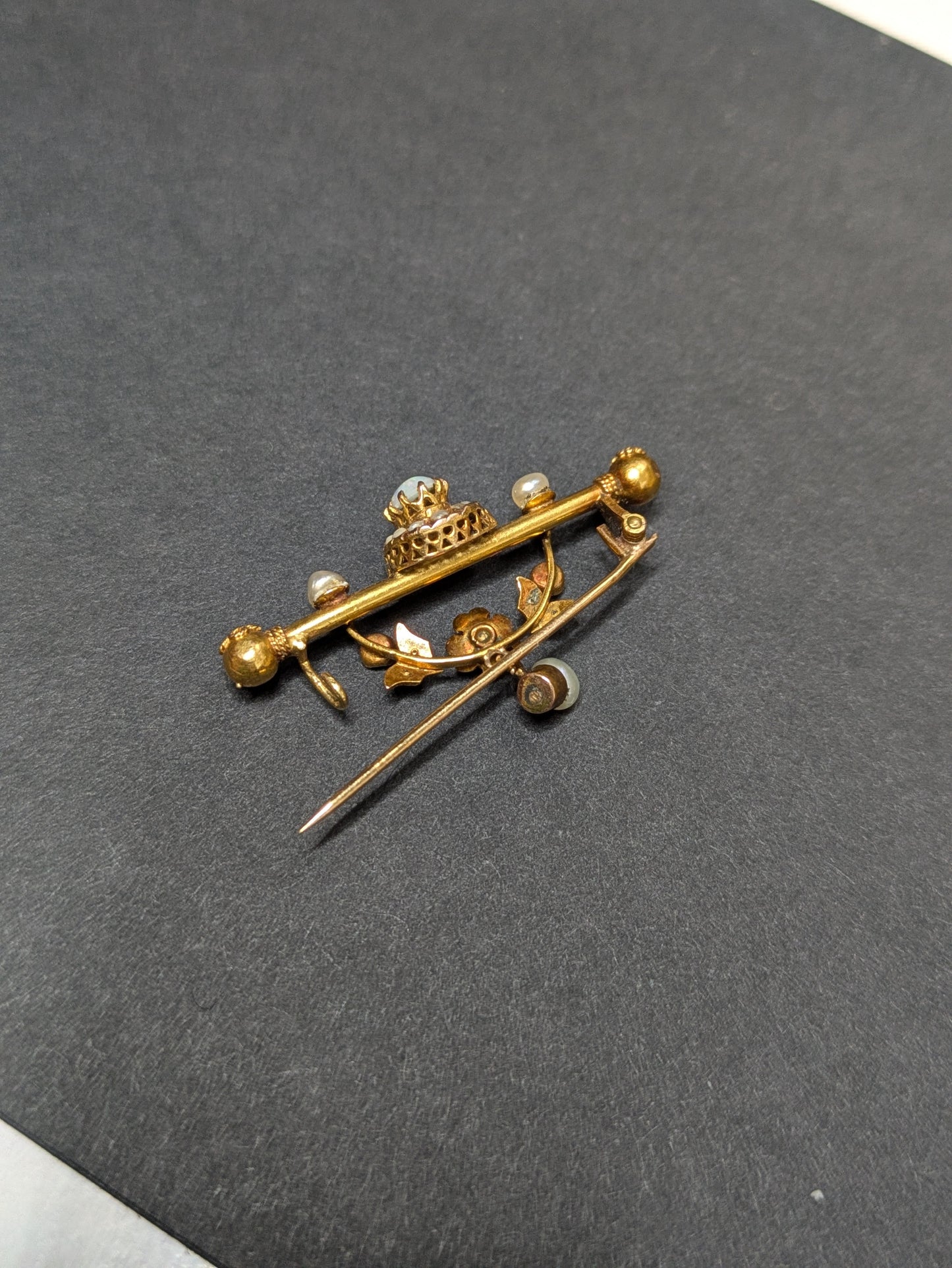 French 18k Opal Swag Brooch