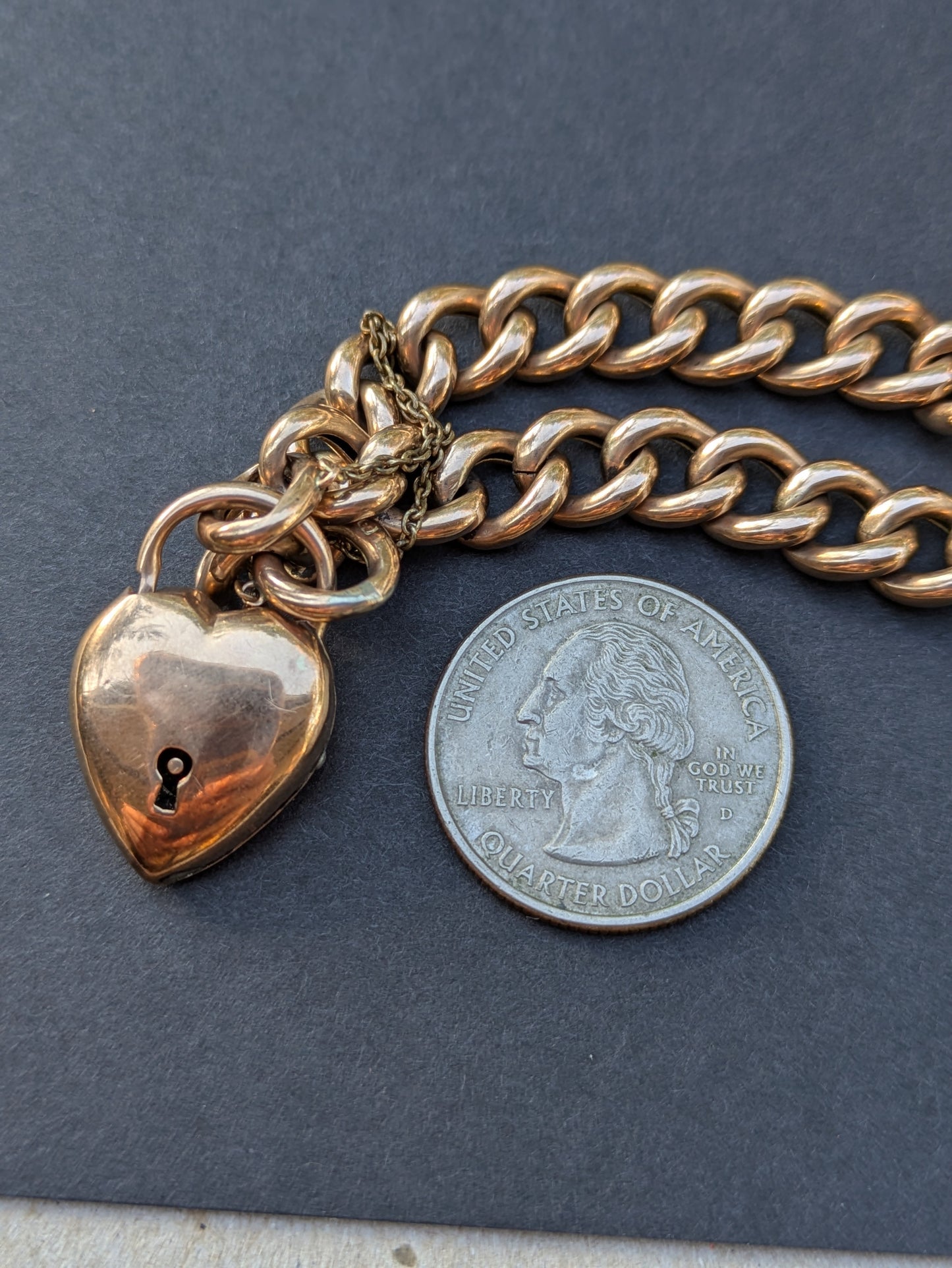 9k Interwar Years Puffy Heart Curb Bracelet