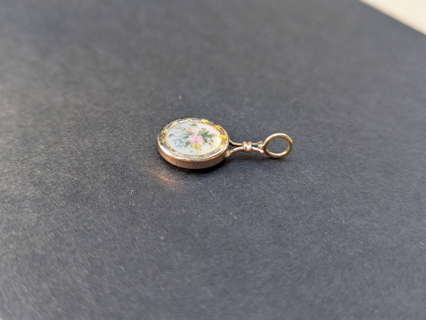 Early Victorian/Late Georgian Enamel and Stuart Crystal Rose Pendant