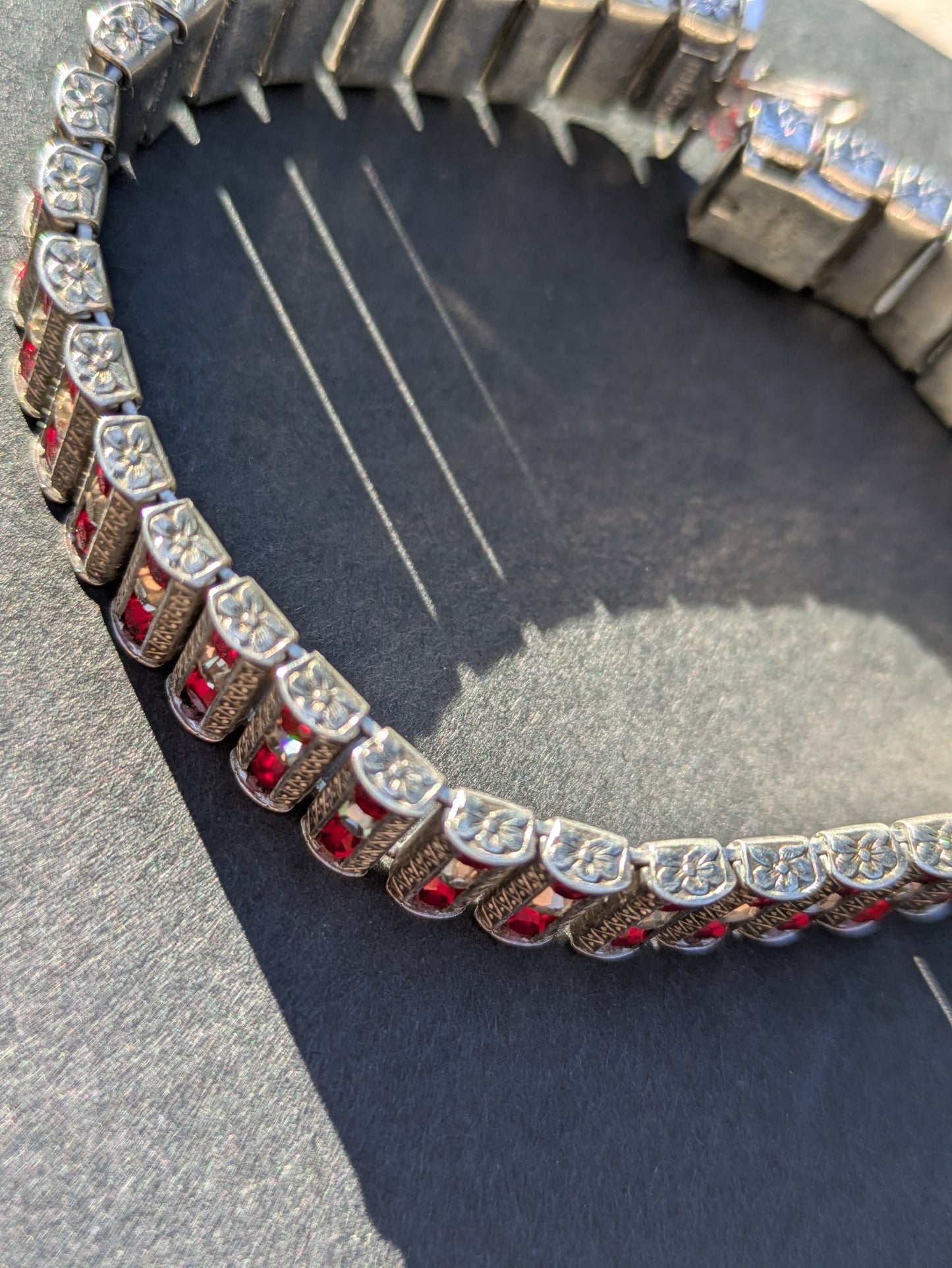 Sterling and Red Crystal Bracelet