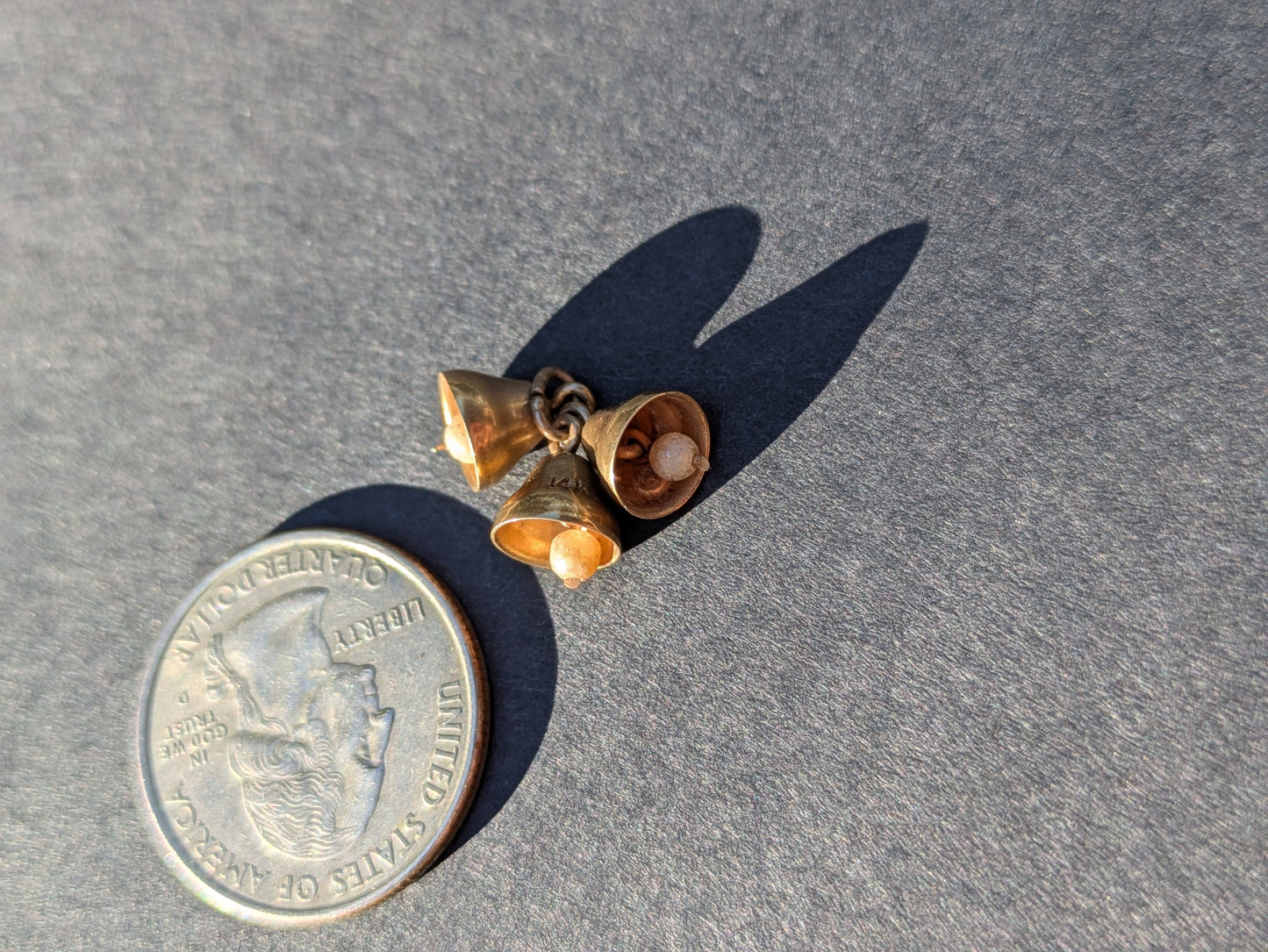 14k 3 Bells Charm with Pearls