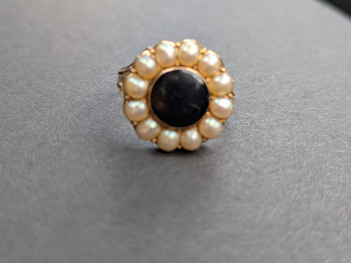 Natural Pearl and Onyx "Daisy" Ring