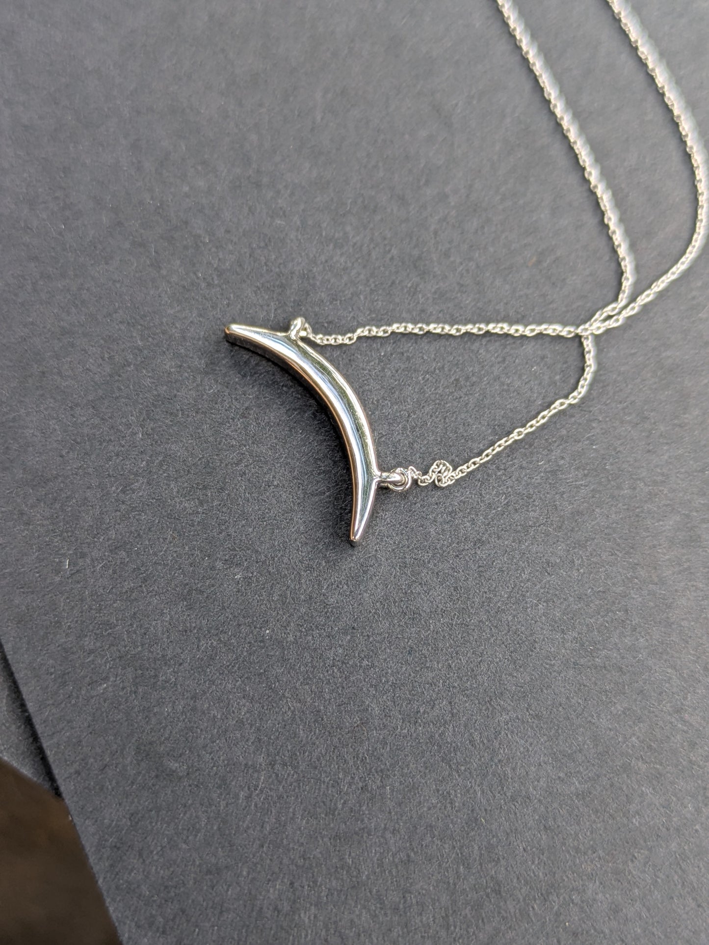 14k White Gold and Diamond Crescent Necklace