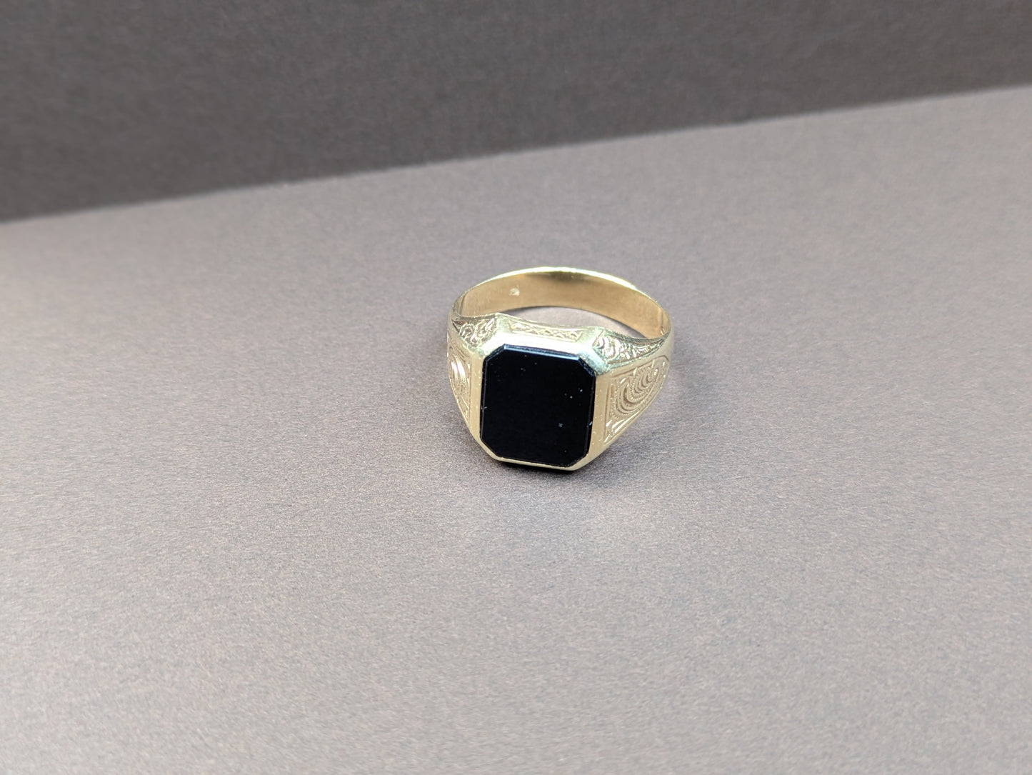 14k Onyx Signet Ring with Side Engraving