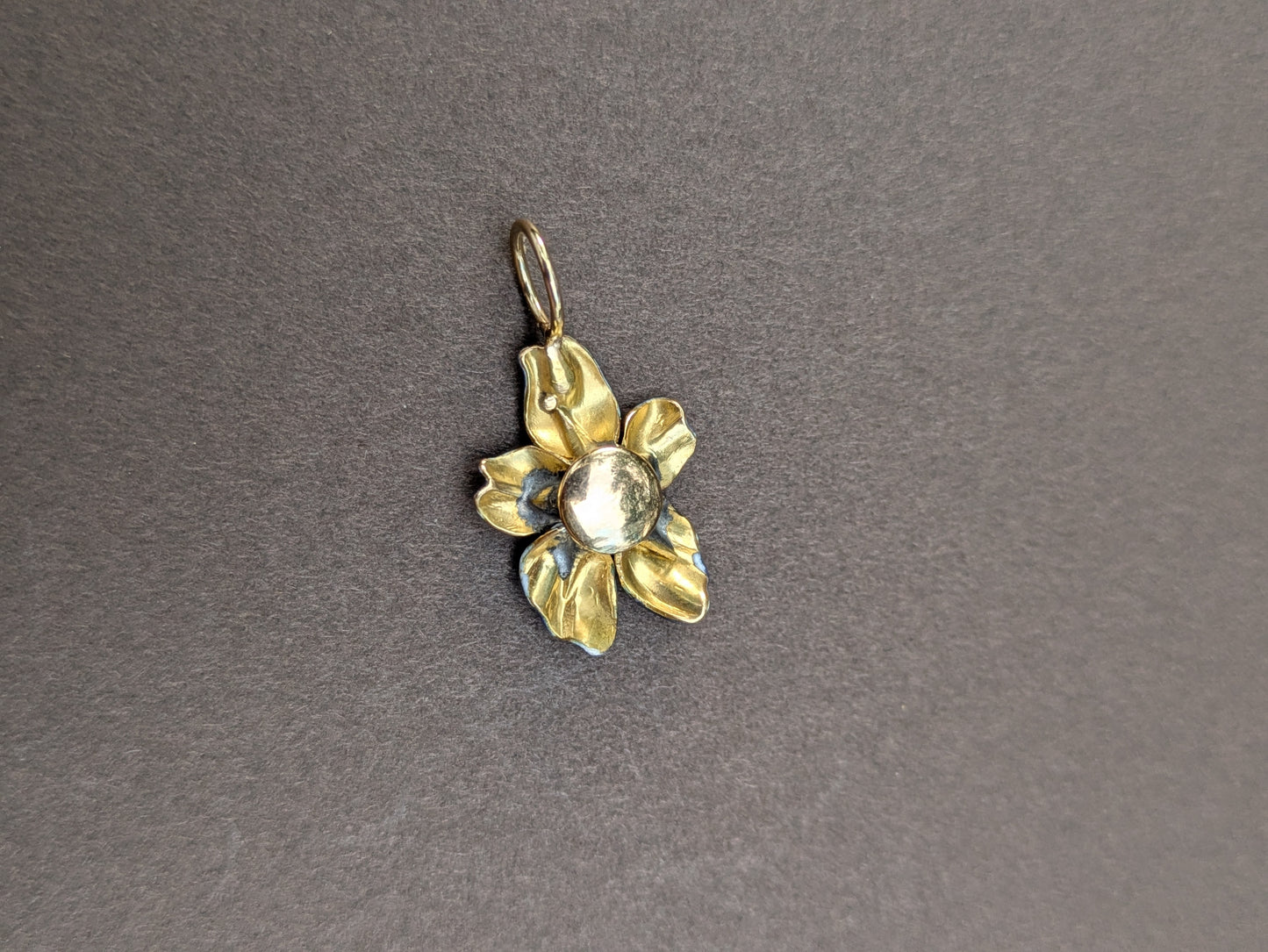 14k Purple Enamel Posy Charm with Diamond