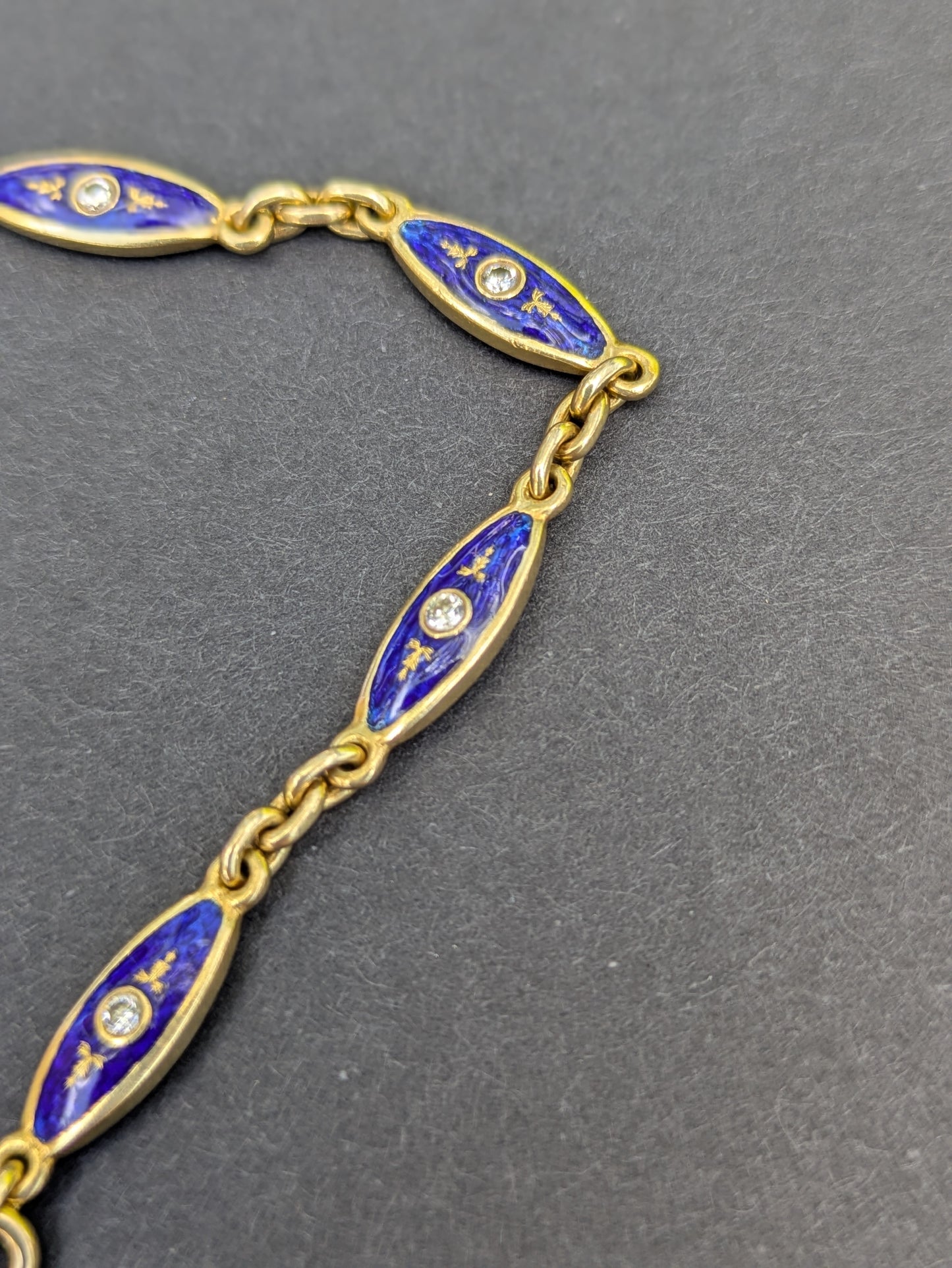 French Blue Enamel & Diamond Bracelet