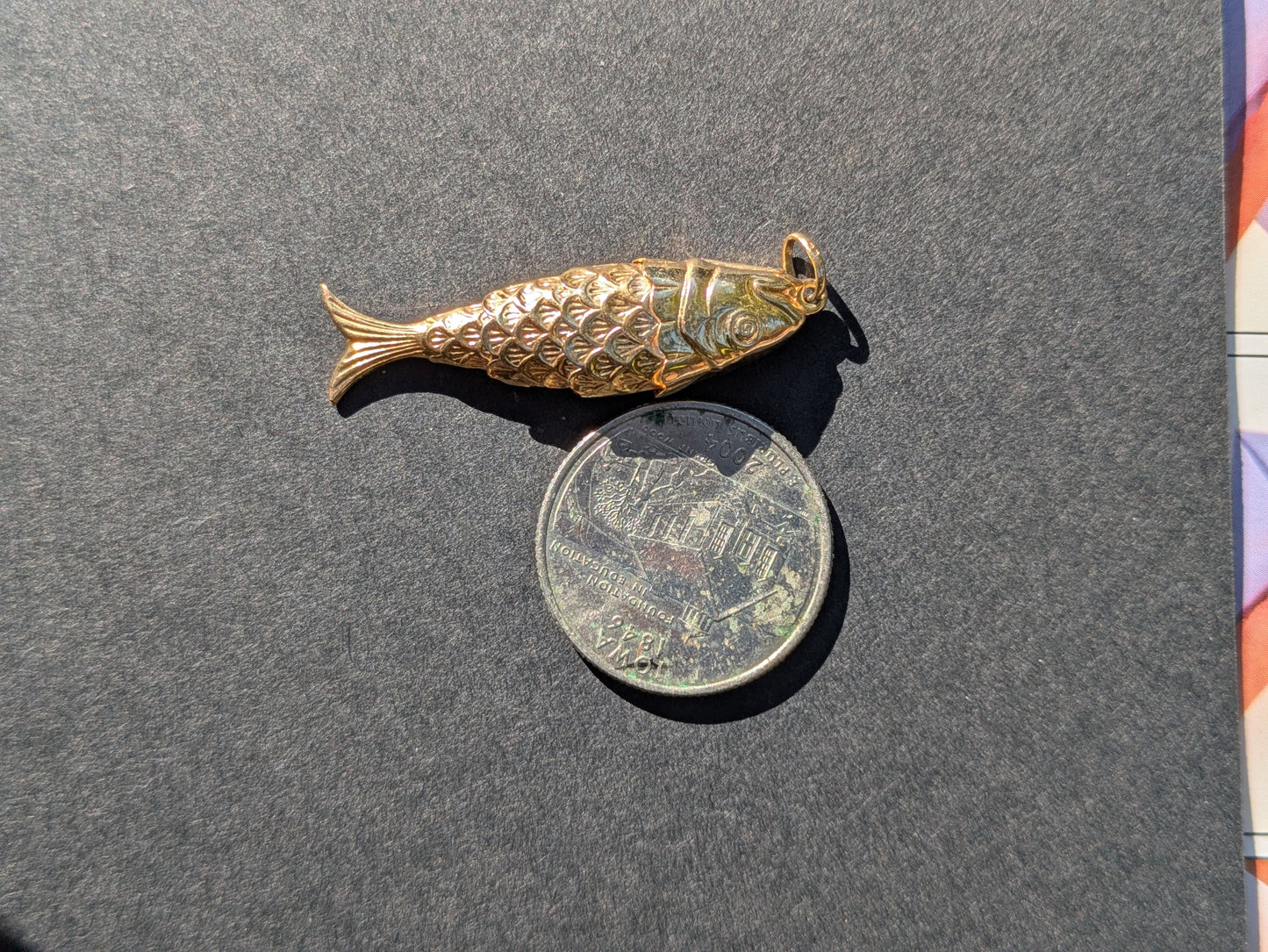 9k Articulated Fish Pendant