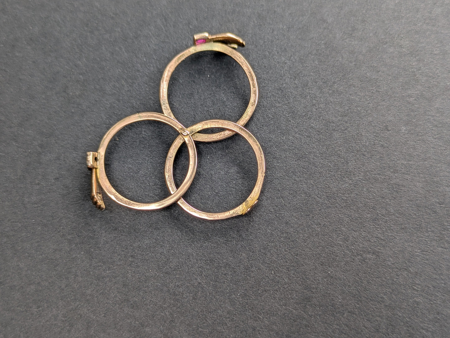 Rose Gold Gimmel Ring with Ruby and Diamond