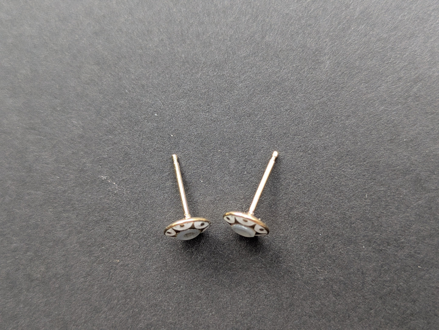 Mother of Pearl and Enamel Stud Earrings