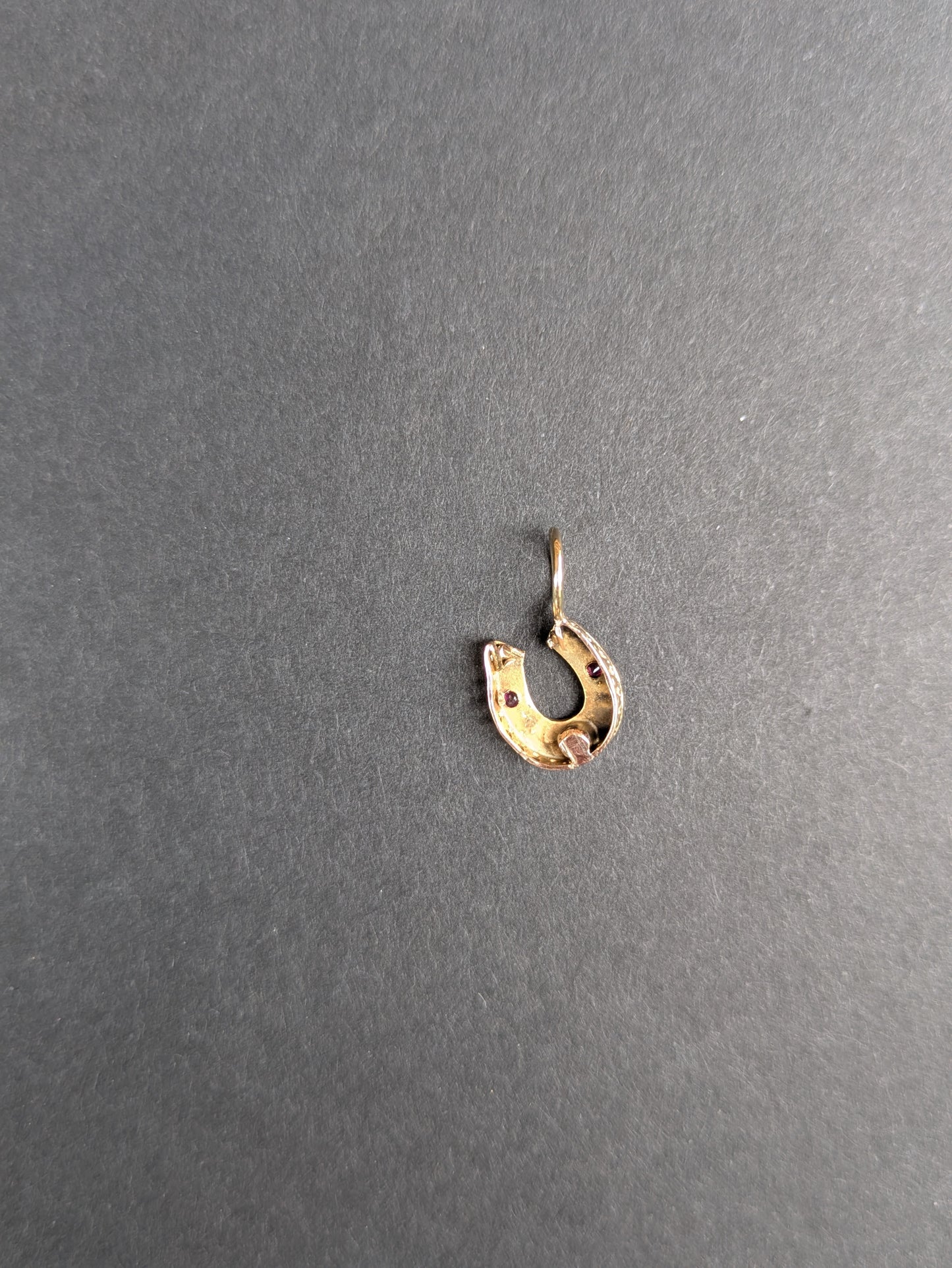 14k Ruby and Diamond Horseshoe Charm