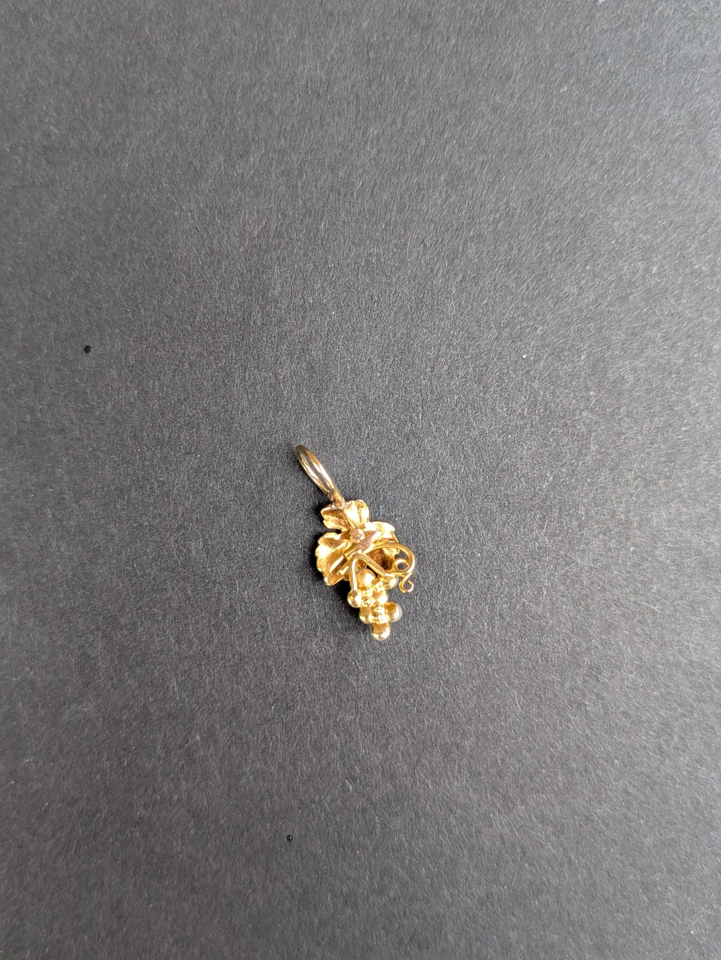 14k Pearl and Enamel Art Nouveau Grape Cluster Charm