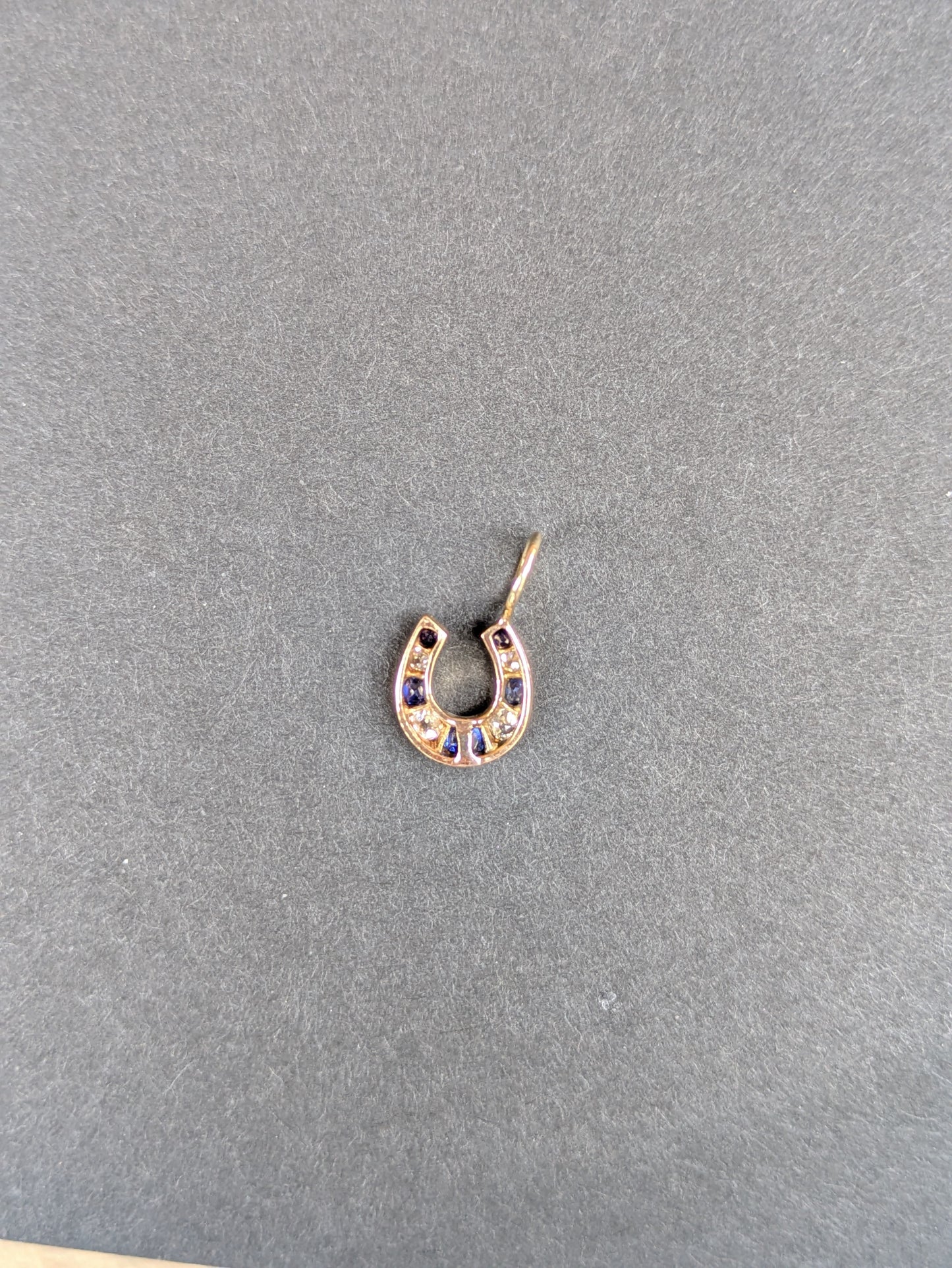 18k Sapphire and Diamond Horseshoe Charm