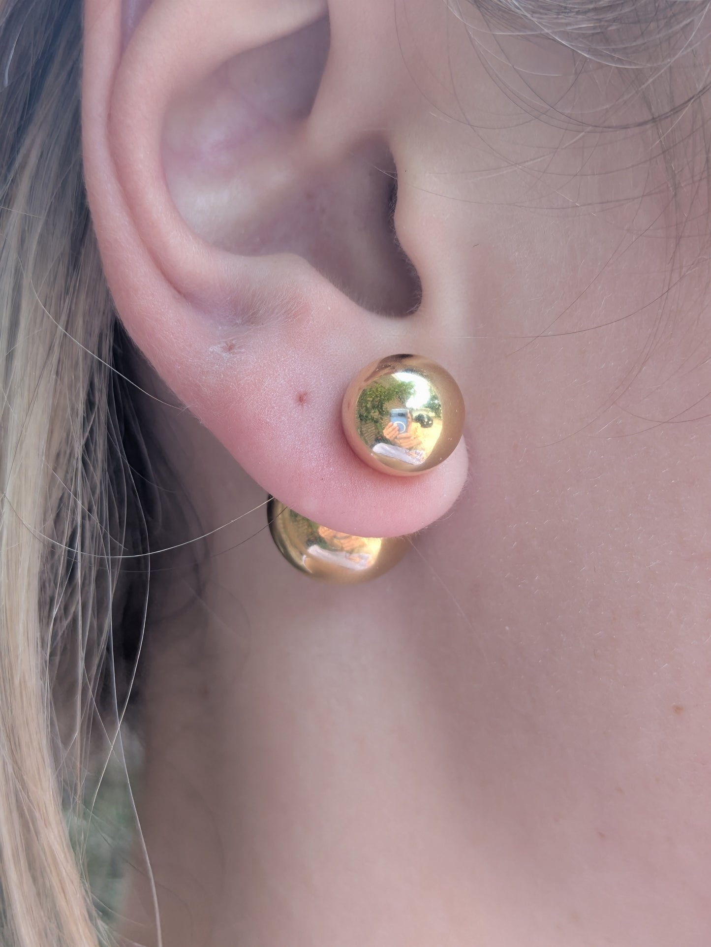 18k Dior Style Double Ball Earrings