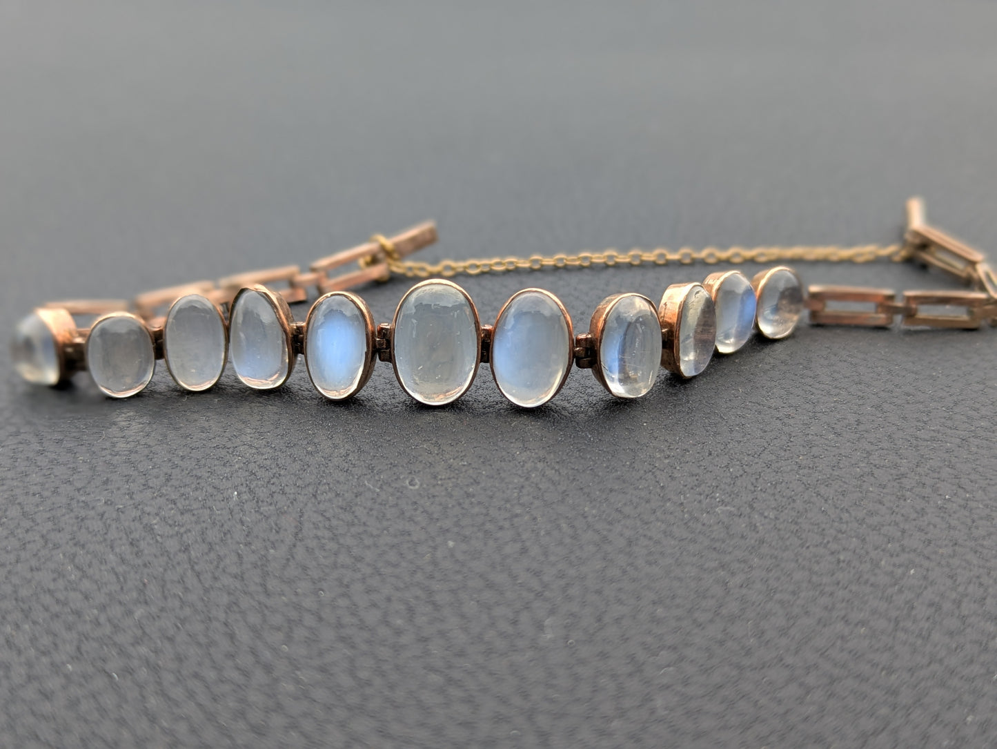 Art Nouveau 14k Rose Gold and Moonstone Bracelet